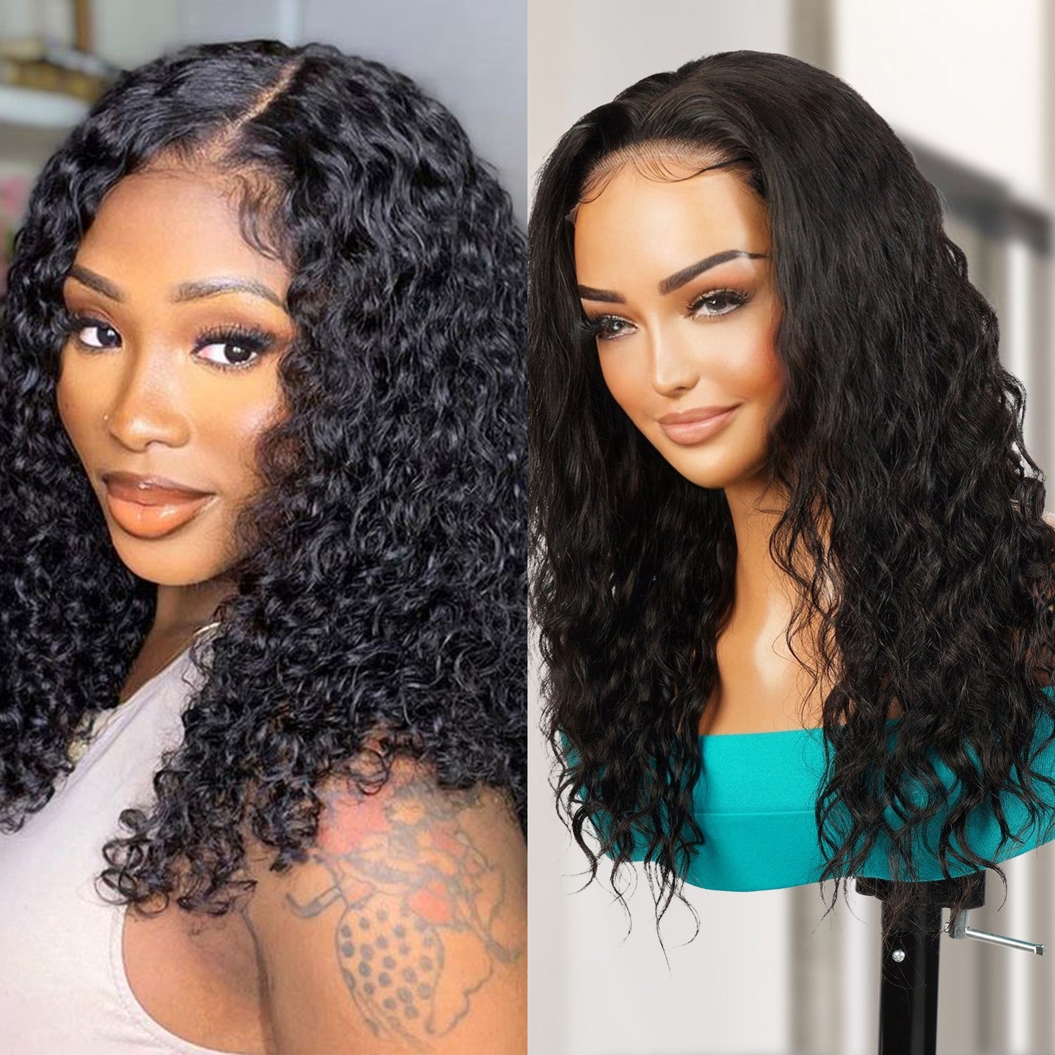 100% Human Hair Wear and Go Pre Cut Pre Plucked Glueless 5x5 Lace Wig Loose wave 16"