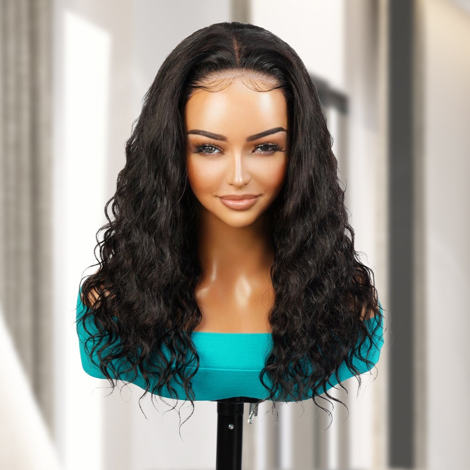 100% Human Hair Wear and Go Pre Cut Pre Plucked Glueless 5x5 Lace Wig Loose wave 16"