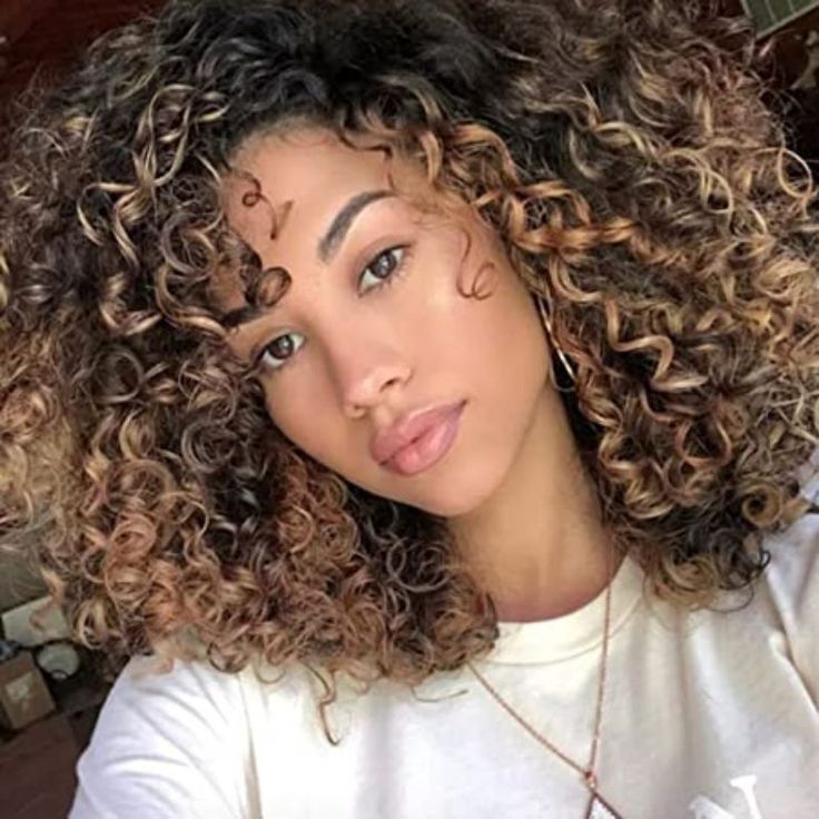 UpScale 100% Human Hair Balayage Blonde Highlight Short Curly Bob 14"