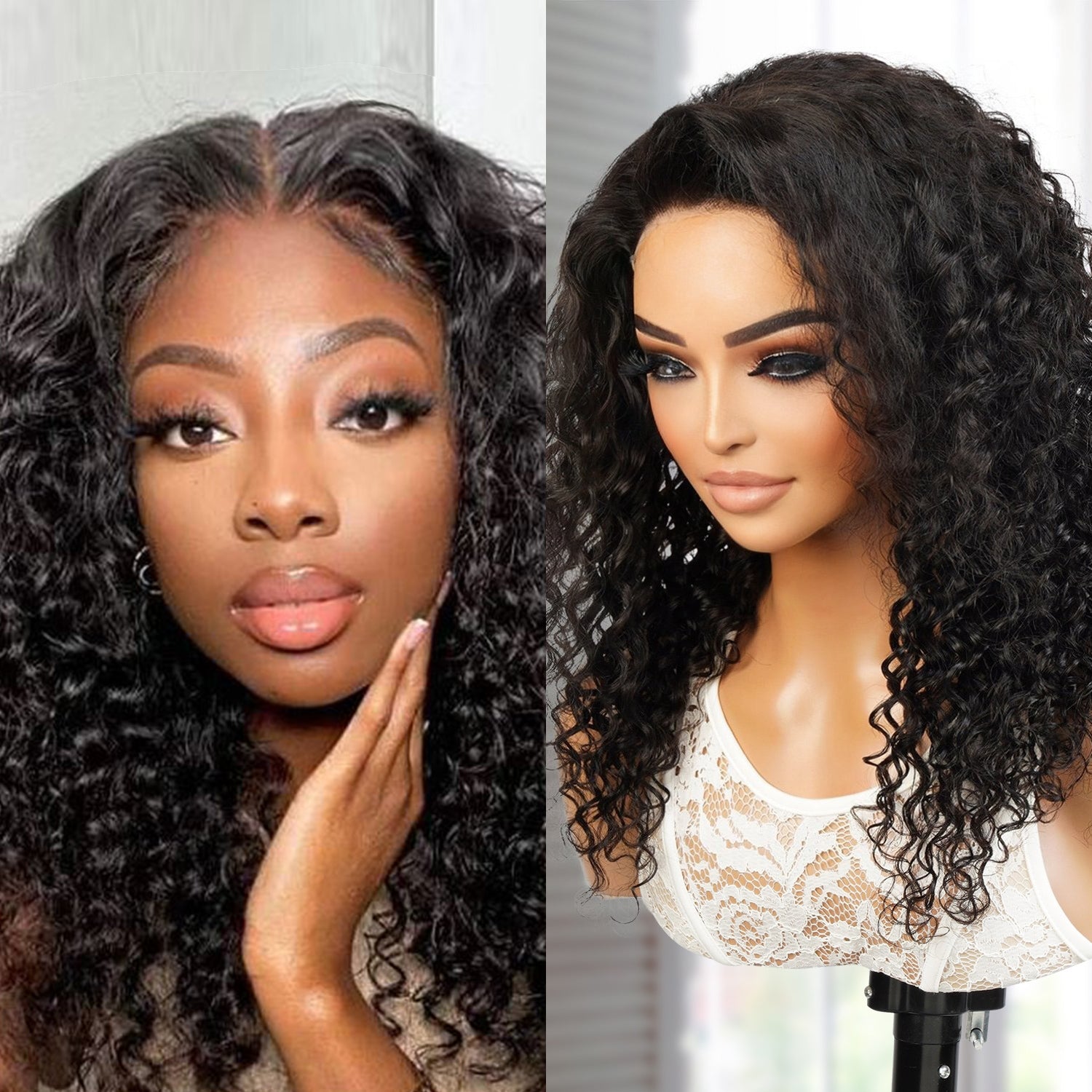 UpScale 100% Human Hair Wear and Go Pre Cut Pre Plucked Glueless 5x5 Closure Wig Deep Wave 16"