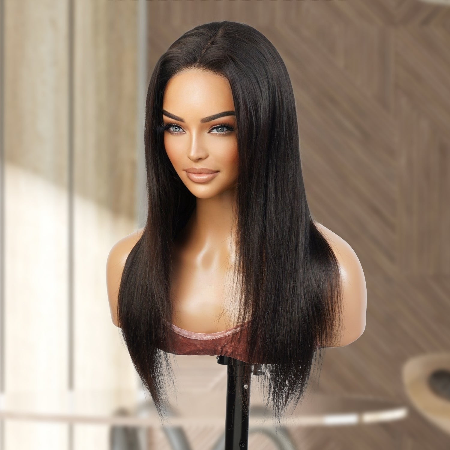 UpScale 100% Human Hair Wear and Go Pre Cut Pre Plucked Glueless 5x5 Closure Wig Straight 18"