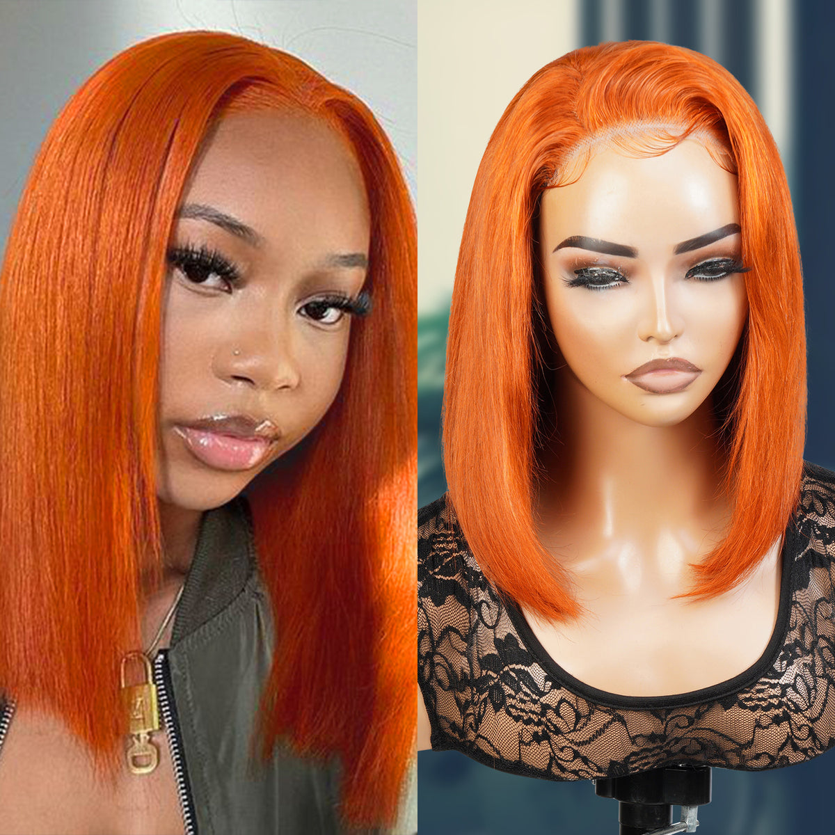 100% Human Hair Wear and Go Pre Cut Pre Plucked Glueless 5x5 Lace Wig 350 Bob 10"