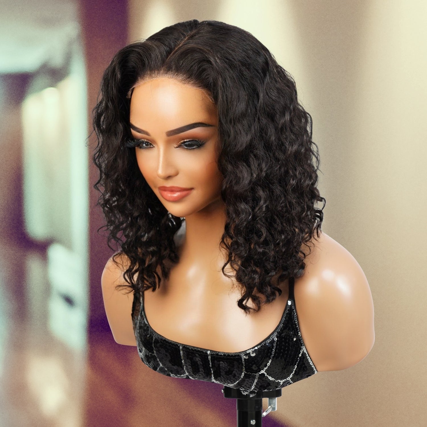 Wear and Go Pre Cut Glueless 100% Virgin Human Hair 5x5 Lace Wig Deep Wave Bob 12"