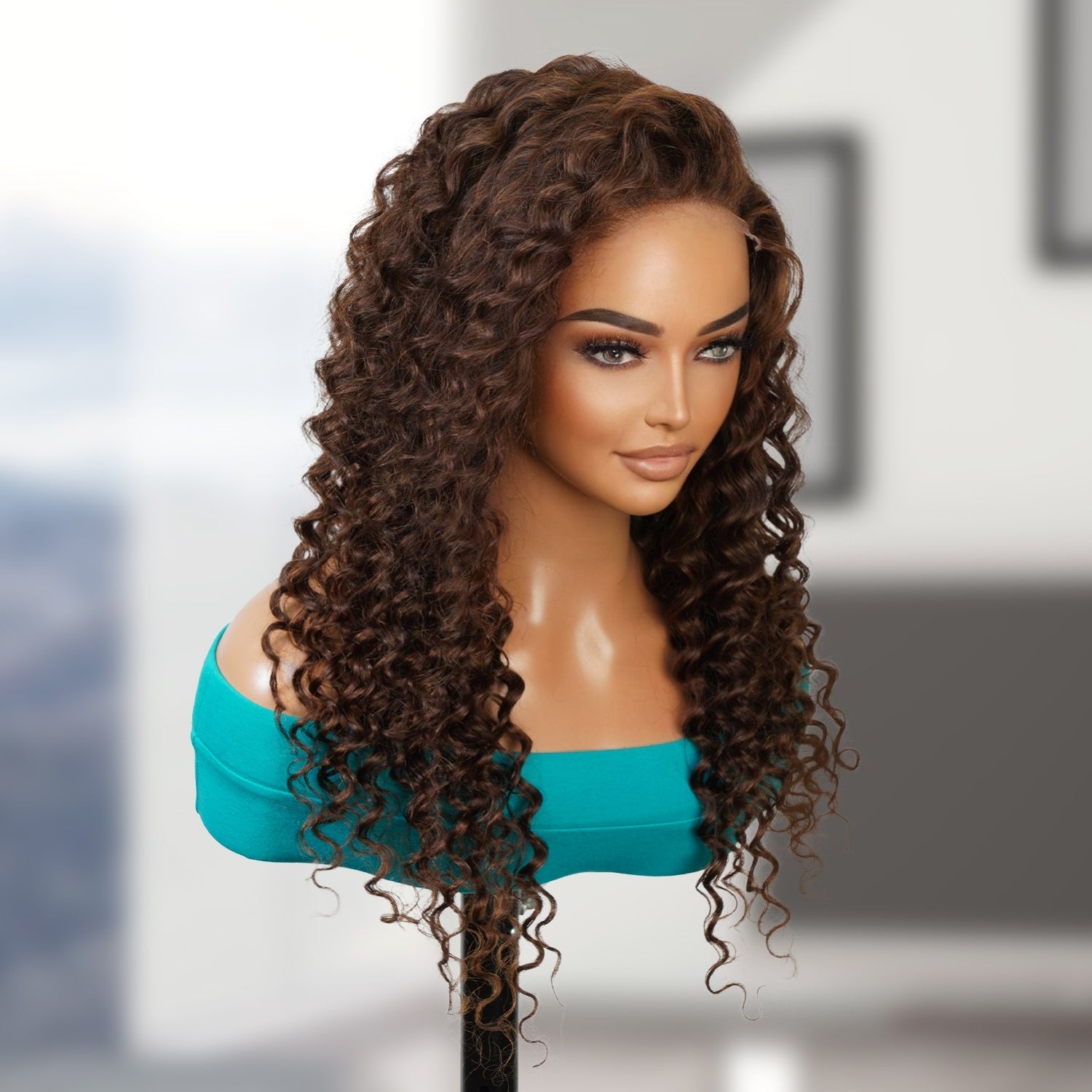 UpScale 100% Human Hair Wear and Go Pre Bleached Pre Cut Pre Plucked Glueless 5x5 Closure Wig Deep Wave 22"