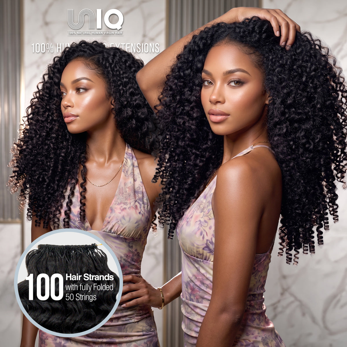 Uniq 100% Human hair Seamless Pre-Separated Feather Crochet Burmese Curl (14"-18") (60g)