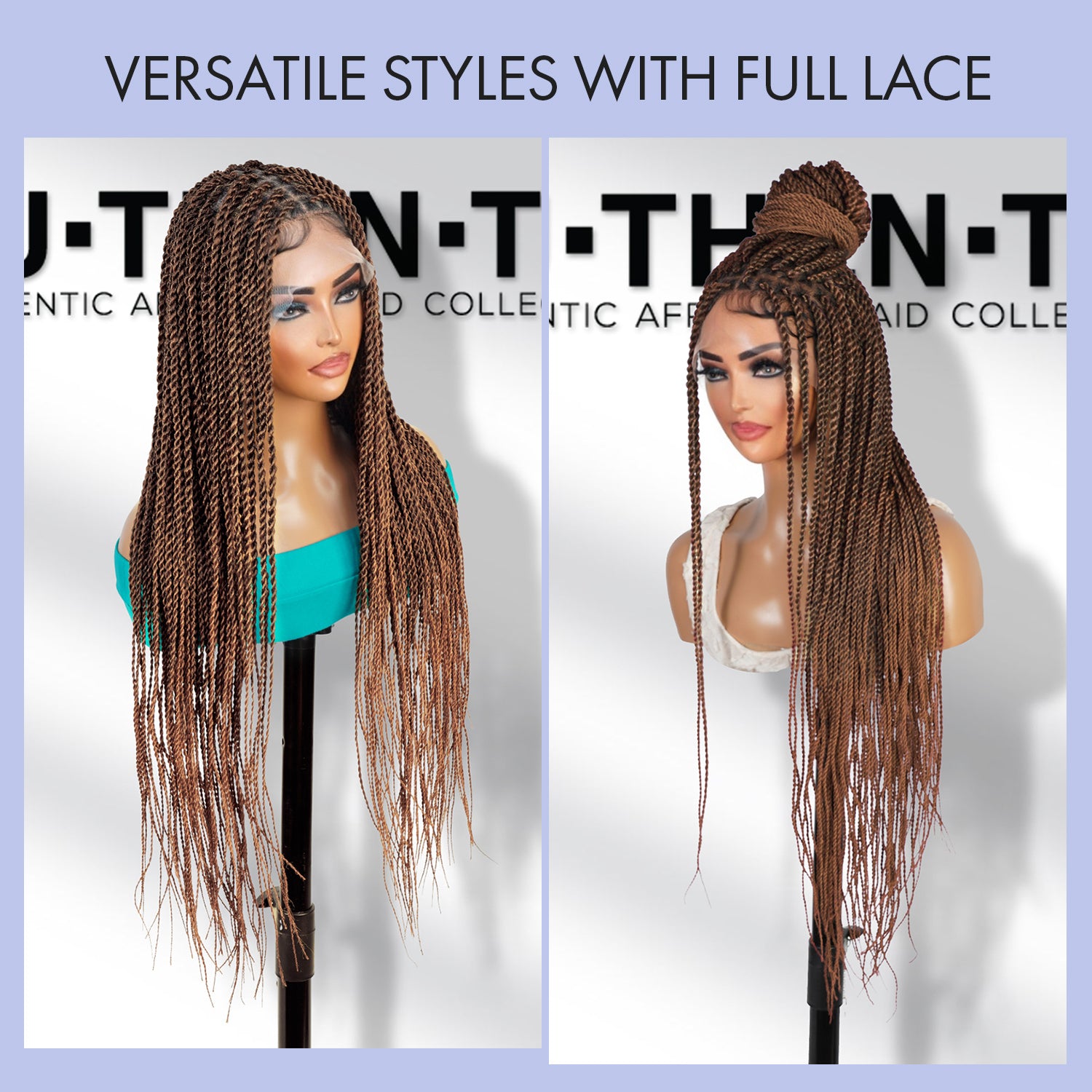 Authentic Glueless Full Lace Braided Wig Medium Knotless Senegalese Twist 1B/27 26" BW Unit2