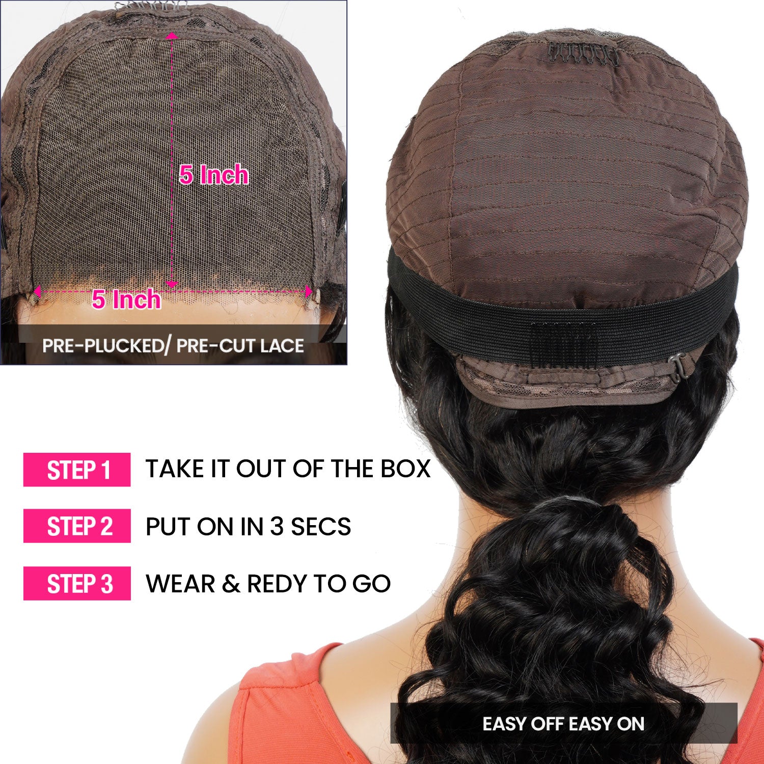 UpScale 100% Human Hair Wear and Go Pre Bleached Pre Cut Pre Plucked Glueless 5x5 Closure Wig Deep Wave 22"
