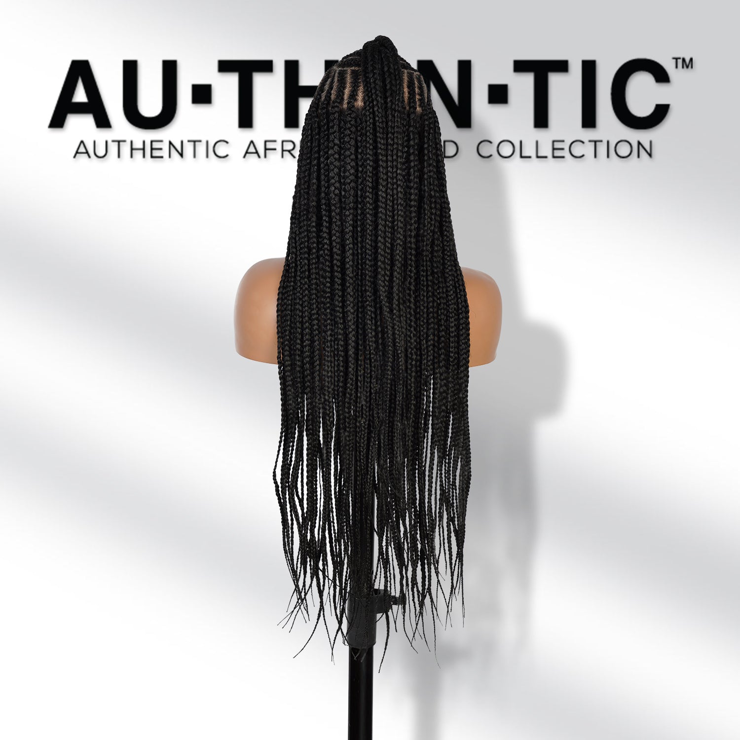 Authentic Glueless Full Lace Braided Wig Medium Half Up Fulani Crisscross Design Feed-In Braids 36" 1B BW Unit13