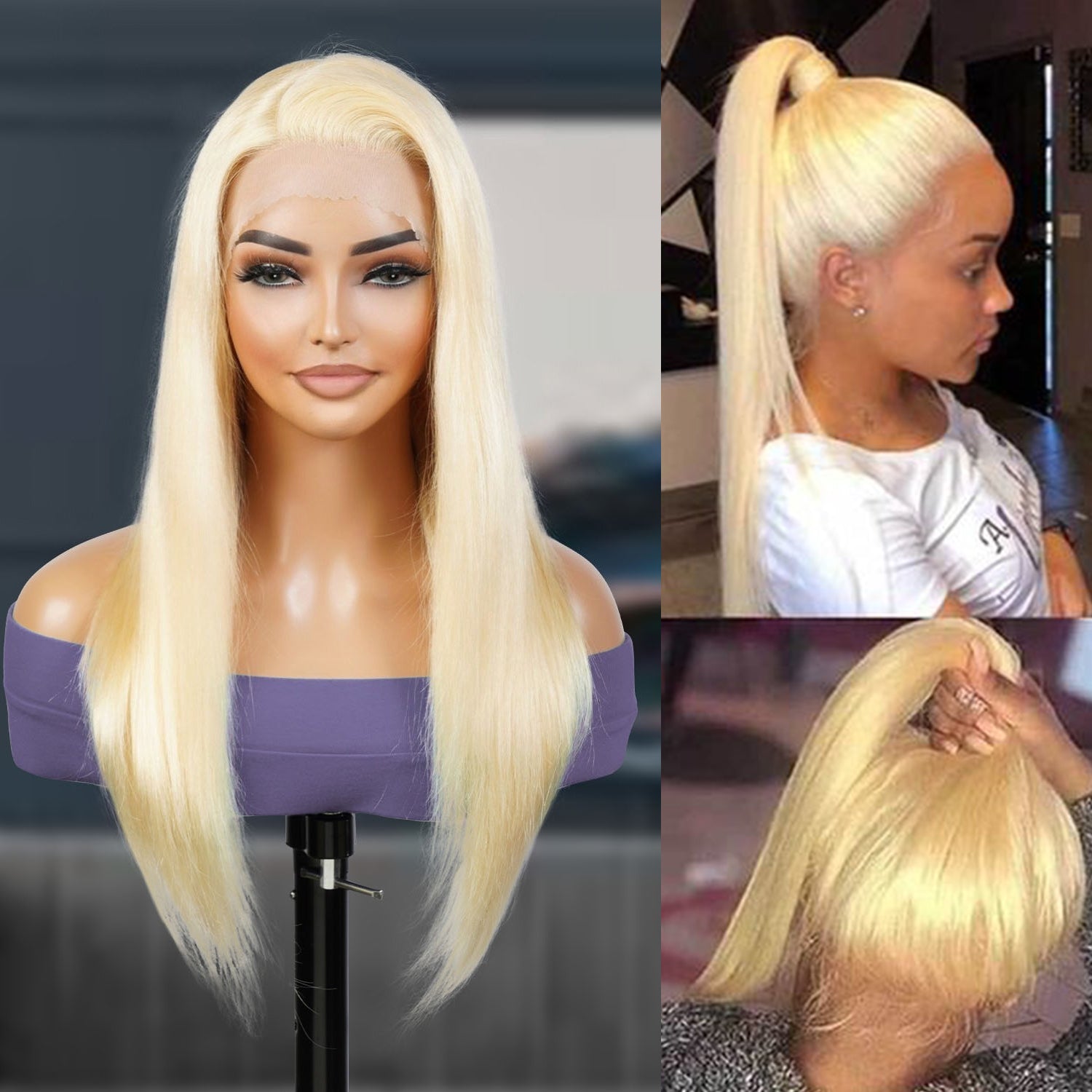 Upscale 100% Human Hair Full Lace Wig Straight 18 display picture 1