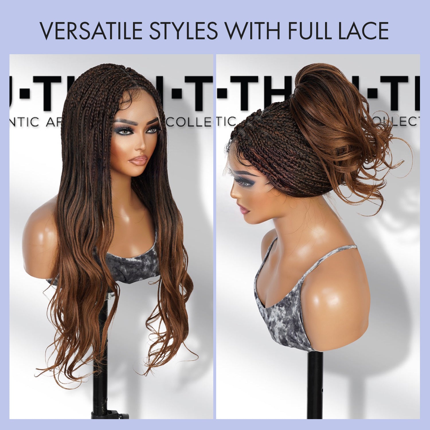 Authentic Glueless Full Lace Braided Wig Medium Knotless Box Braid Layered Mermaid Wave 1B/30 28" BW Unit15