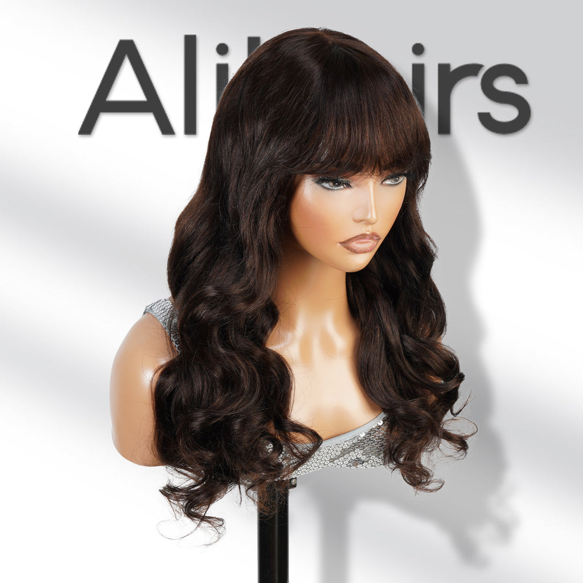 100% Human Hair Wear and Go Pre Cut Pre Plucked Glueless 13x5 Closure Wig Body Wave with Bang #2 20"