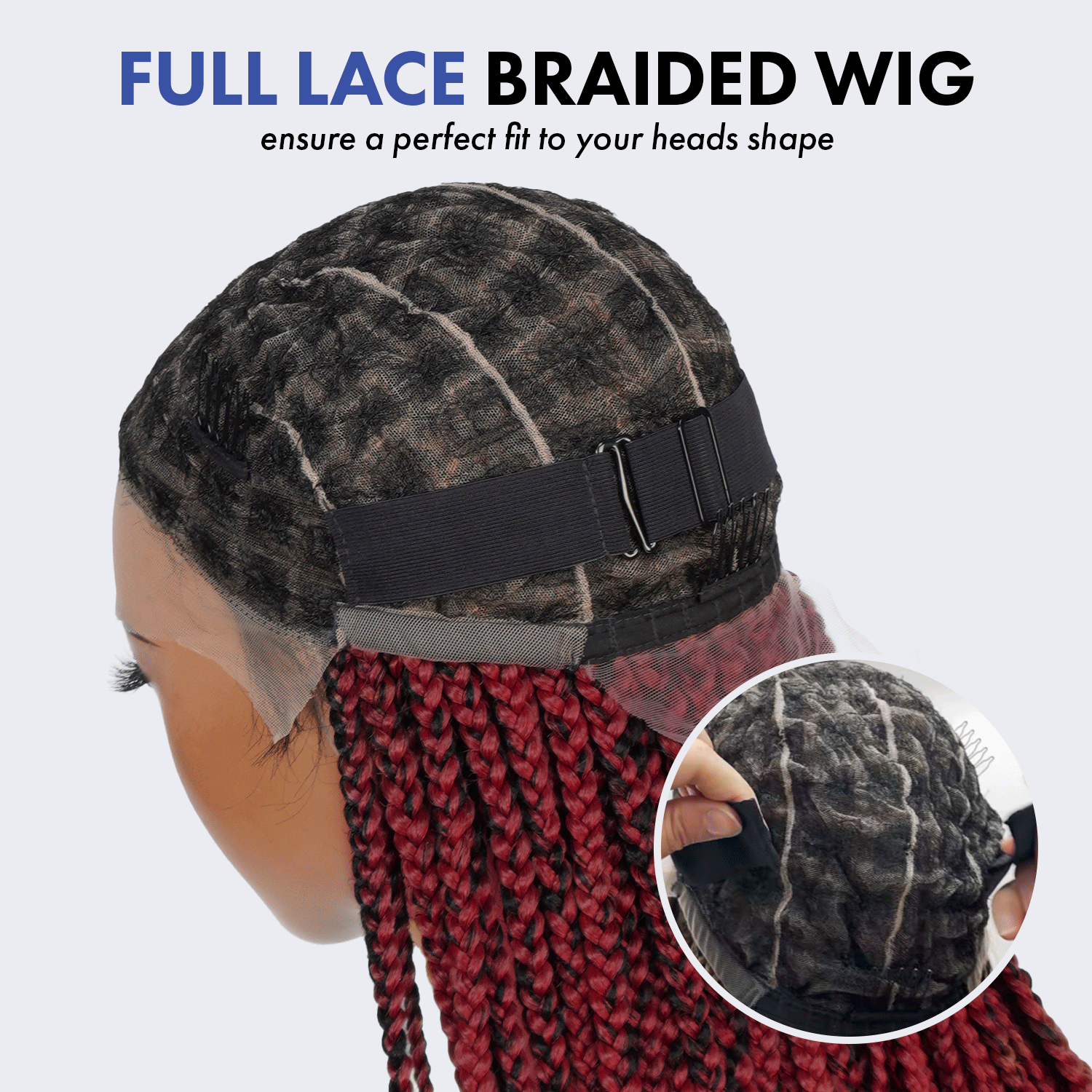Authentic Glueless Full Lace Braided Wig Large Crisscross Frontal Knotless Box Braid 1B/BUG 36" BW Unit1