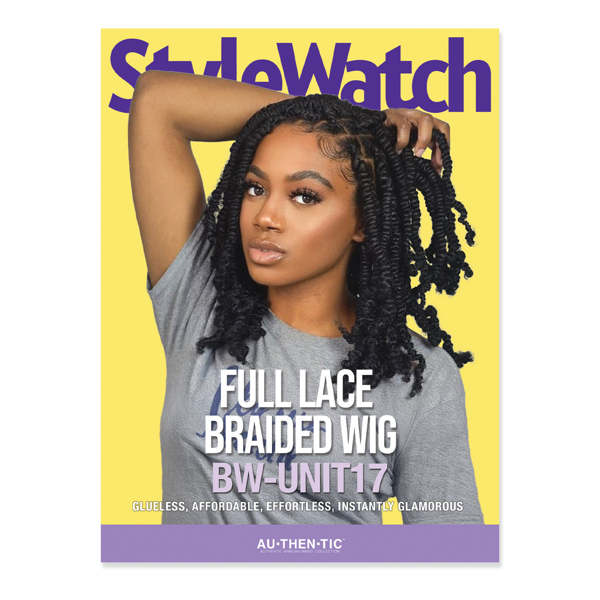 Authentic Glueless Full Lace Braided Wig Passion Spring Twists 1B 12" BW Unit17