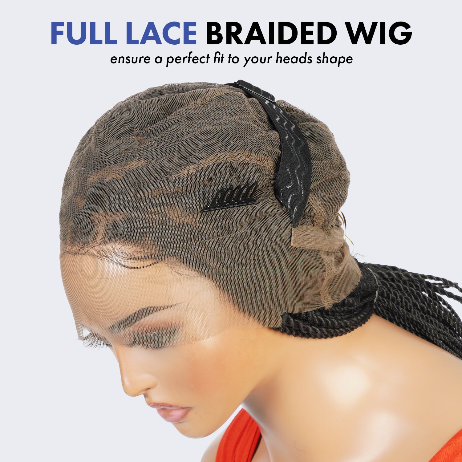 Authentic Glueless Full Lace Braided Wig Medium Knotless Senegalese Twist Triangle Parts 1B 14" BW Unit18