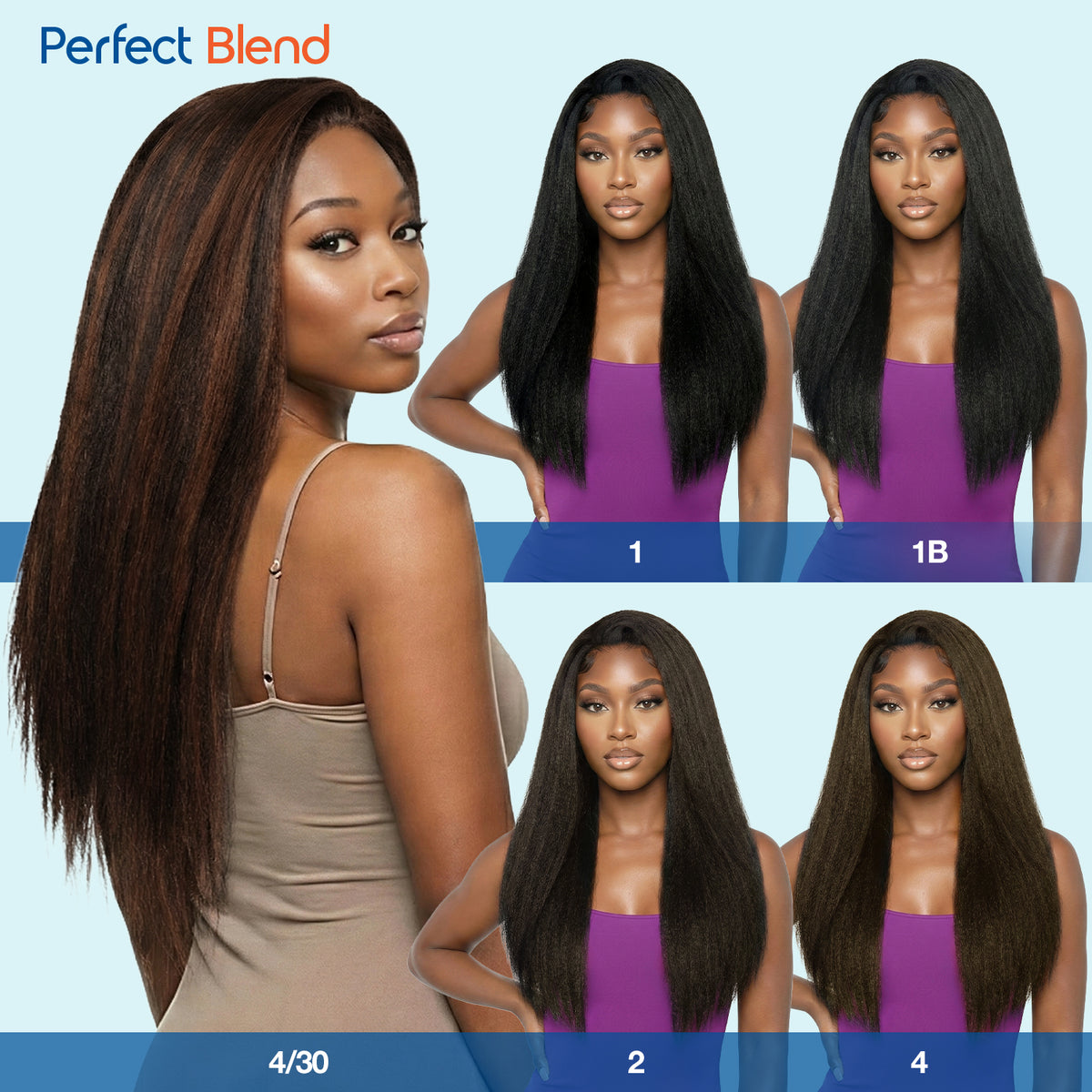 The Stylist Human Hair Blend Perfect Blend Kinky Straight Textured Drawstring Half Wig Brielle
