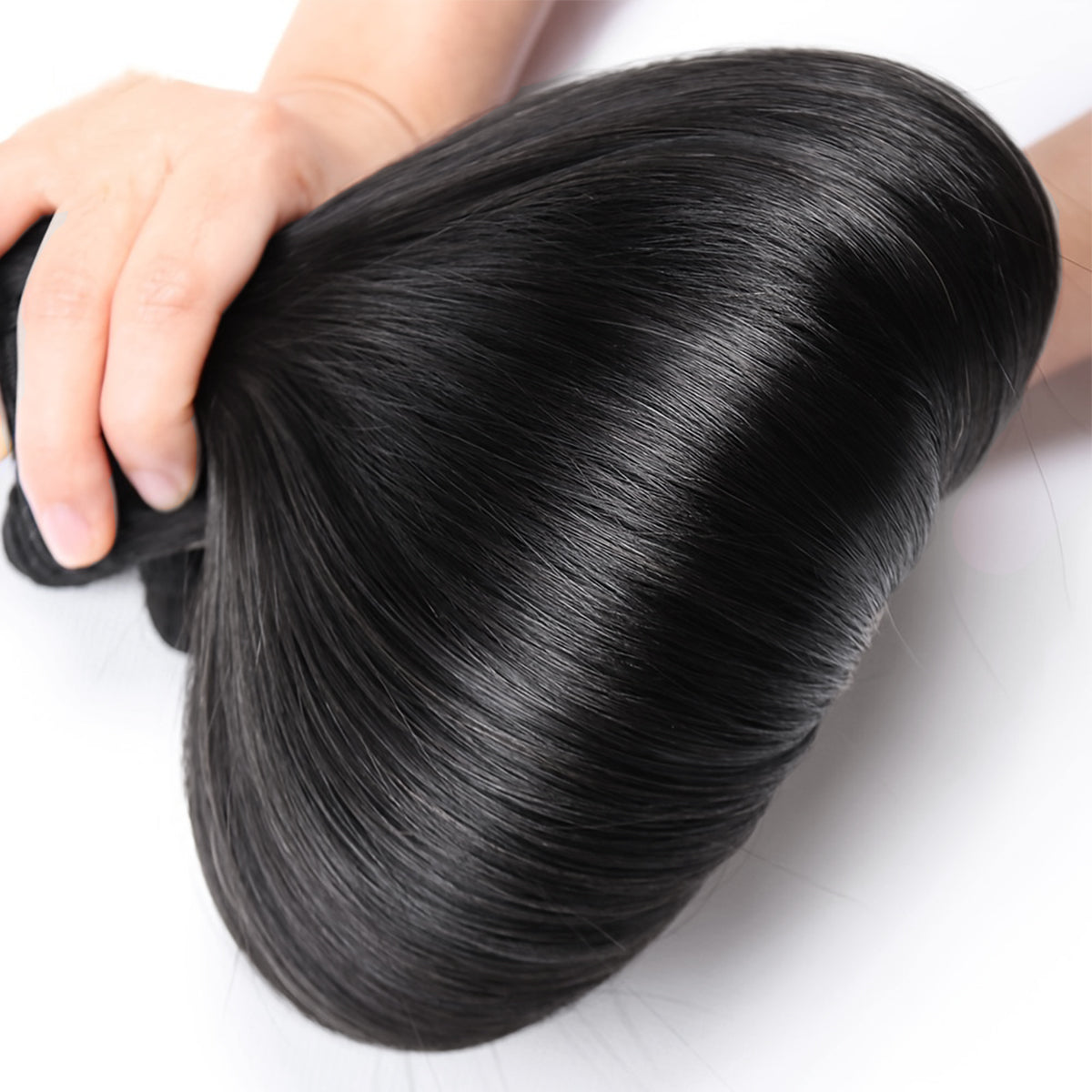 UpScale 15A Super Double Drawn Virgin Human Hair Bundle Silk Pressed Weave Bone Straight Natural Black (10"-28")