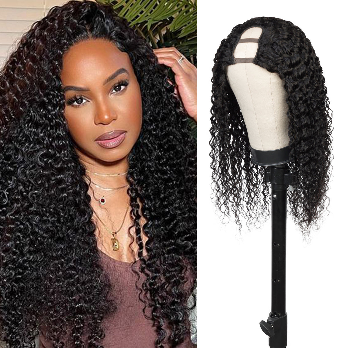 Diva Queen Virgin 100% Human Hair U-Part Clip Wig Water Wave 20"