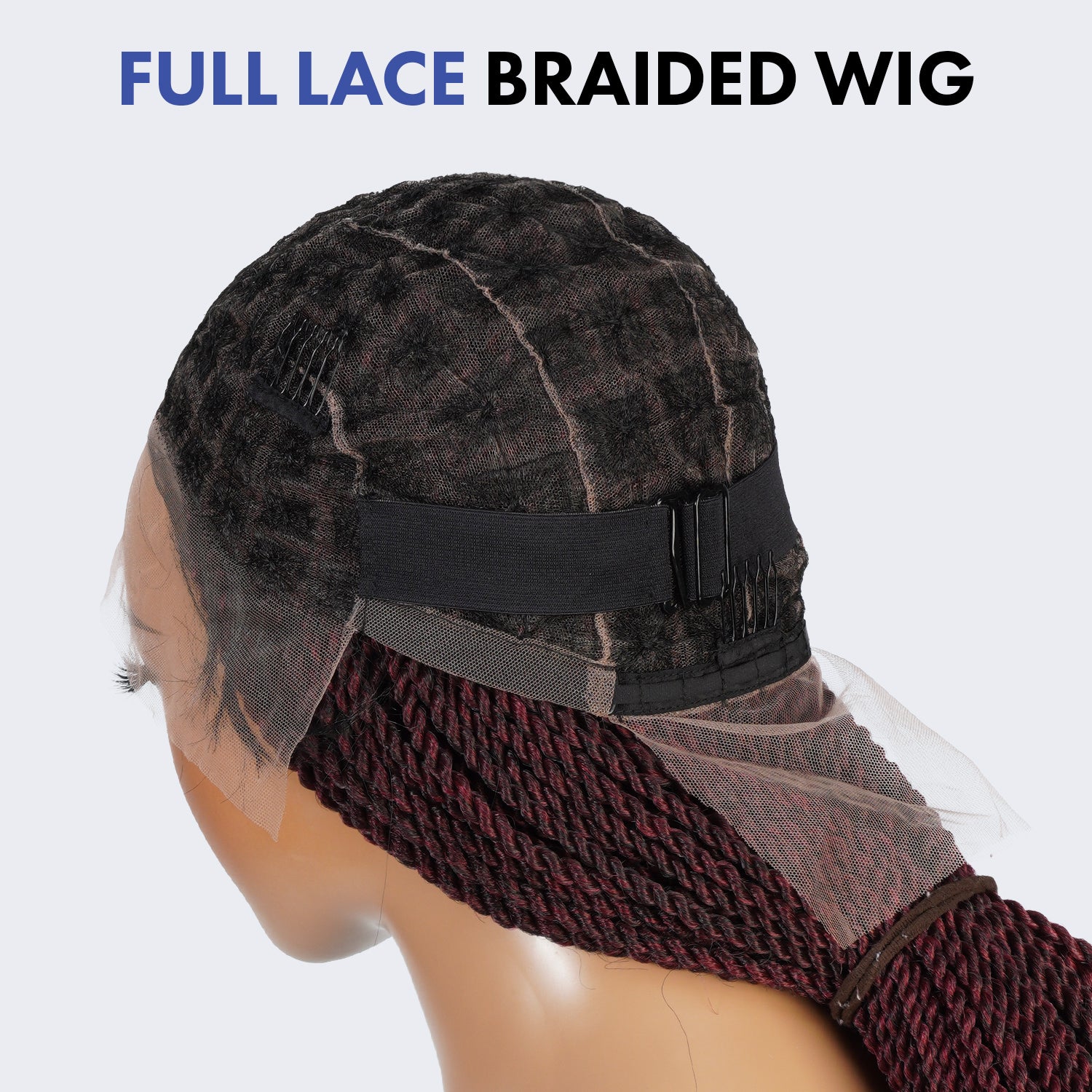 Authentic Glueless Full Lace Braided Wig Medium Knotless Senegalese Twist 1B/BUG 26" BW Unit2