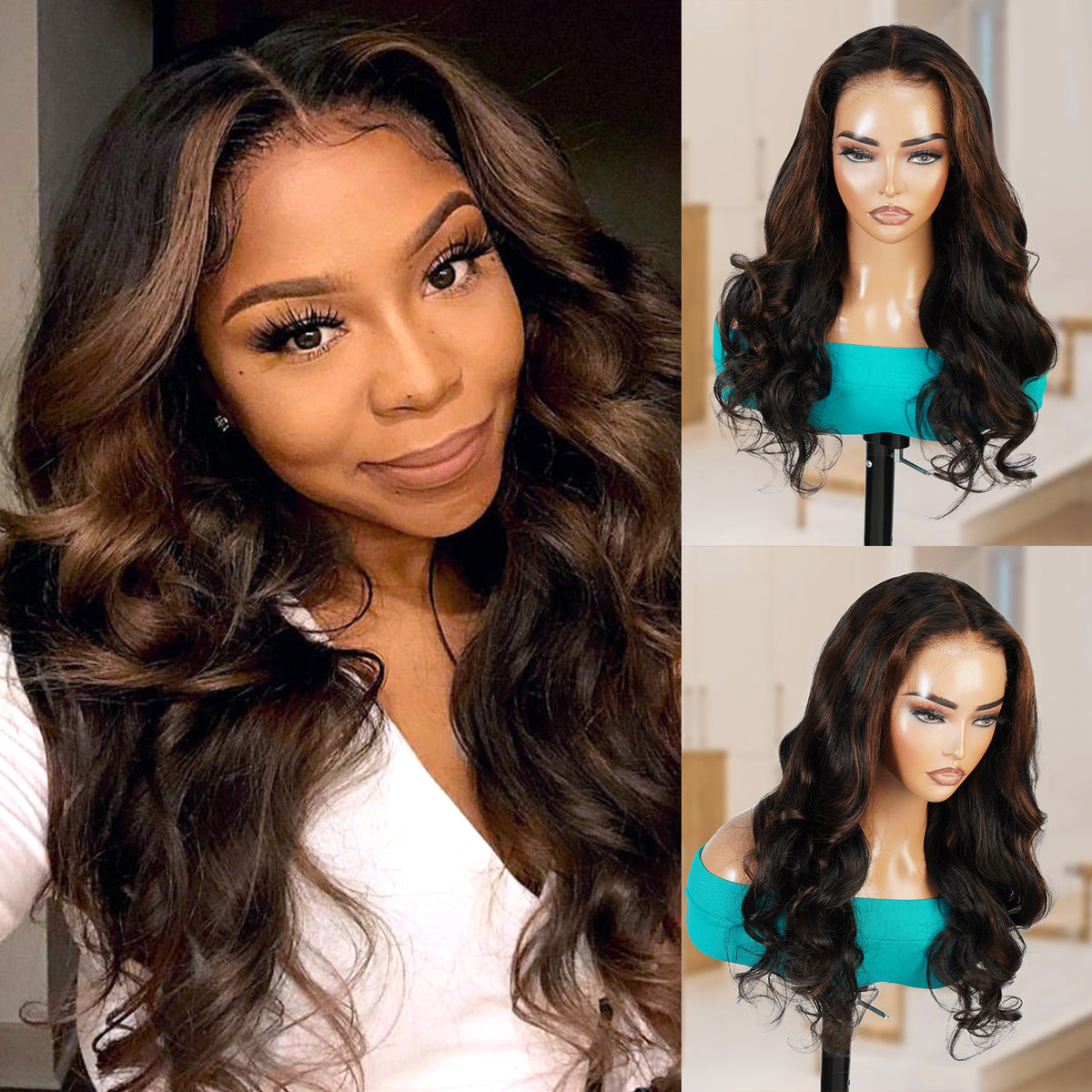 100% Human Hair Glueless 13x5 Lace Front Wig Body Wave TP1B/6 24"