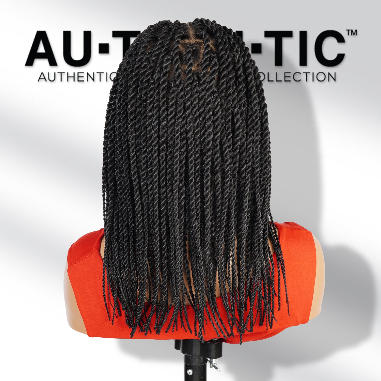 Authentic Glueless Full Lace Braided Wig Medium Knotless Senegalese Twist Triangle Parts 1B 14" BW Unit18