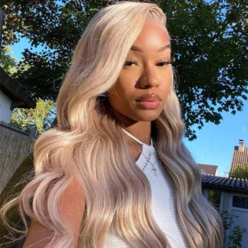 UpScale 100% Human Hair Glueless Pre Plucked 13x4 Lace Frontal Wig Ash Highlight Blonde Straight 22"