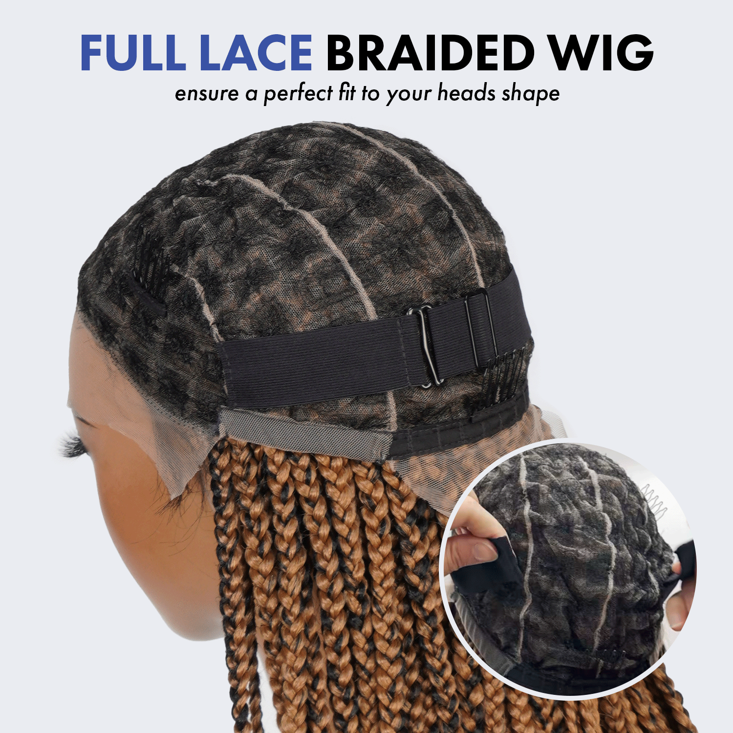 Authentic Glueless Full Lace Braided Wig Large Crisscross Frontal Knotless Box Braid 1B 36" BW Unit1