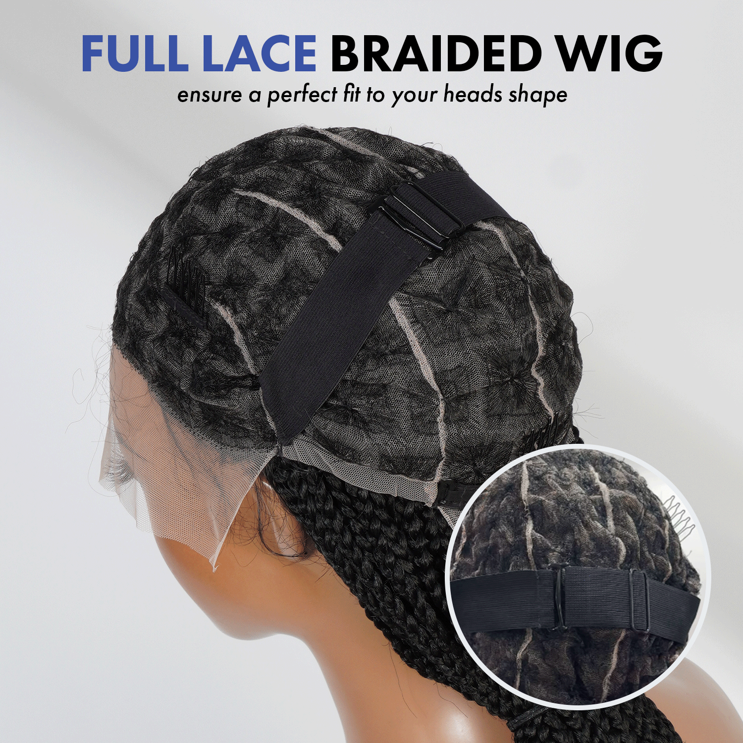 Authentic Glueless Full Lace Braided Wig Medium Knotless Goddess Box Braids Loose Curly Tips 1B 24" BW Unit7
