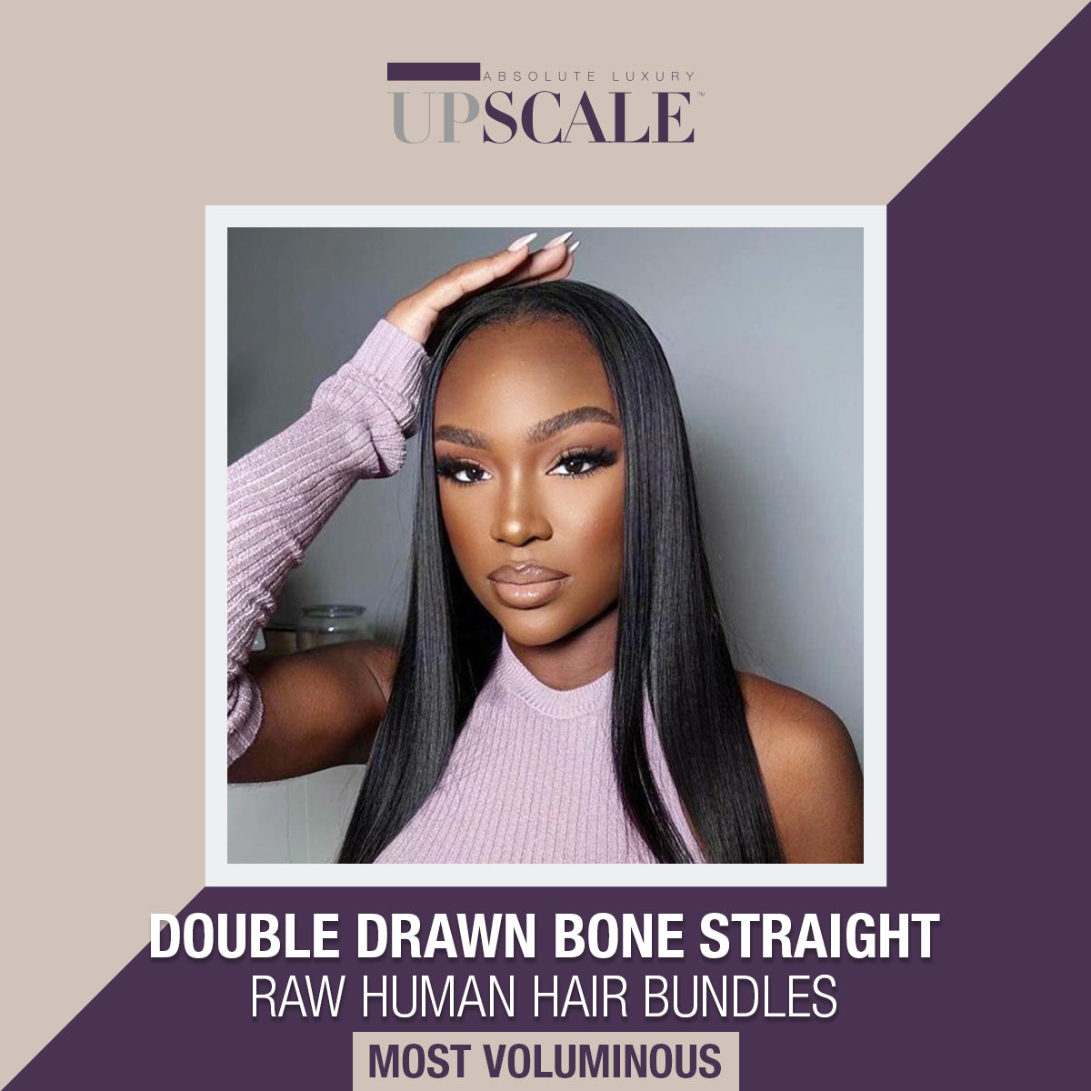 UpScale 15A Super Double Drawn Virgin Human Hair Bundle Silk Pressed Weave Bone Straight Natural Black (10"-28")