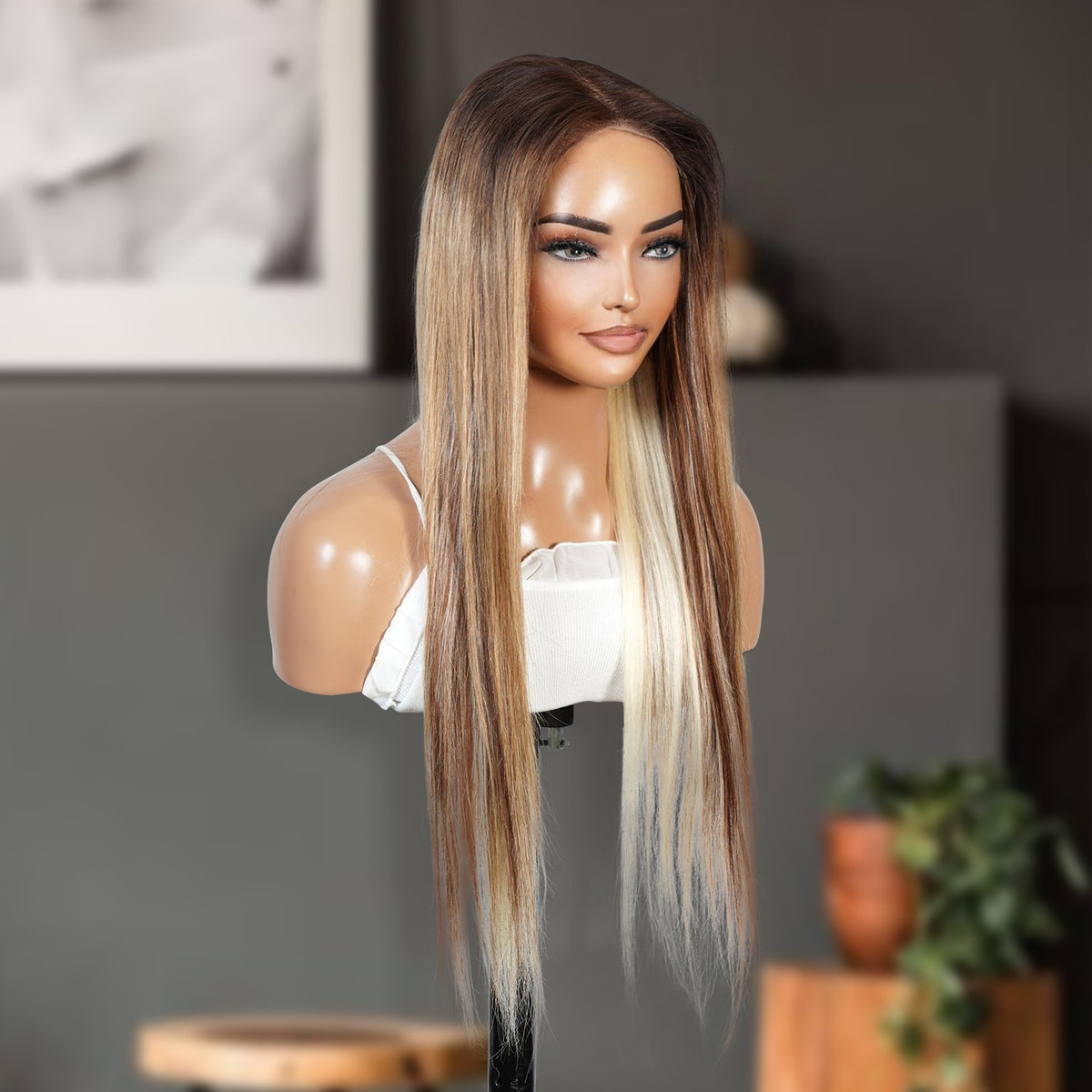 UpScale 100% Human Hair Wear and Go Pre Cut Pre Plucked Glueless 5x5 Closure Wig Straight 22"