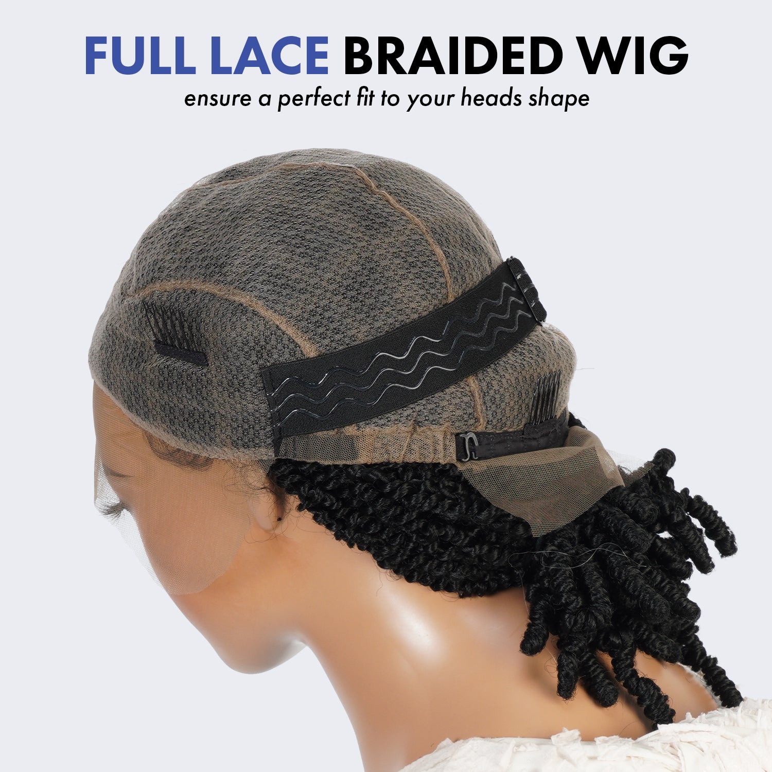 Authentic Glueless Full Lace Braided Wig Passion Spring Twists 1B 12" BW Unit17