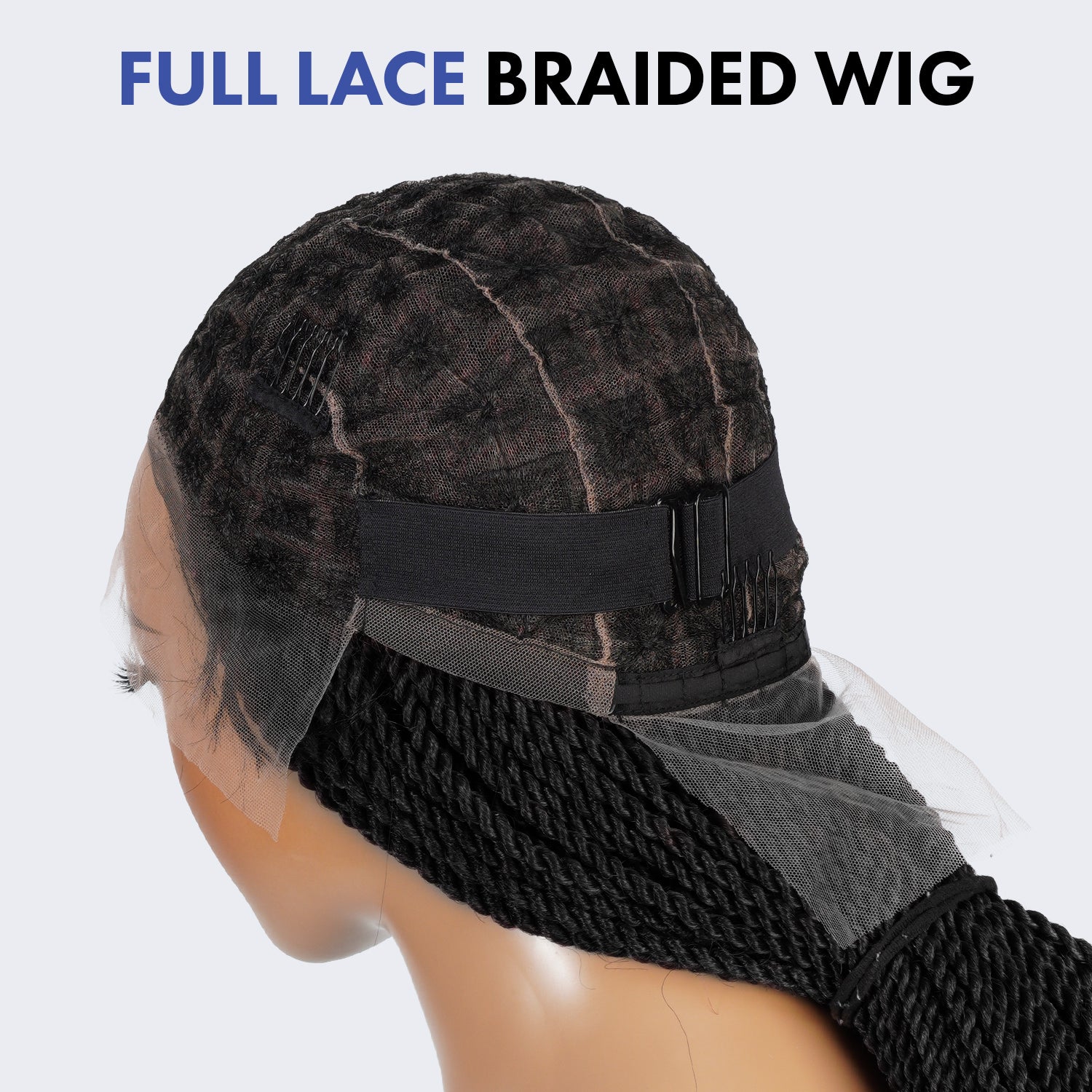 Authentic Glueless Full Lace Braided Wig Medium Knotless Senegalese Twist 1B 26" BW Unit2