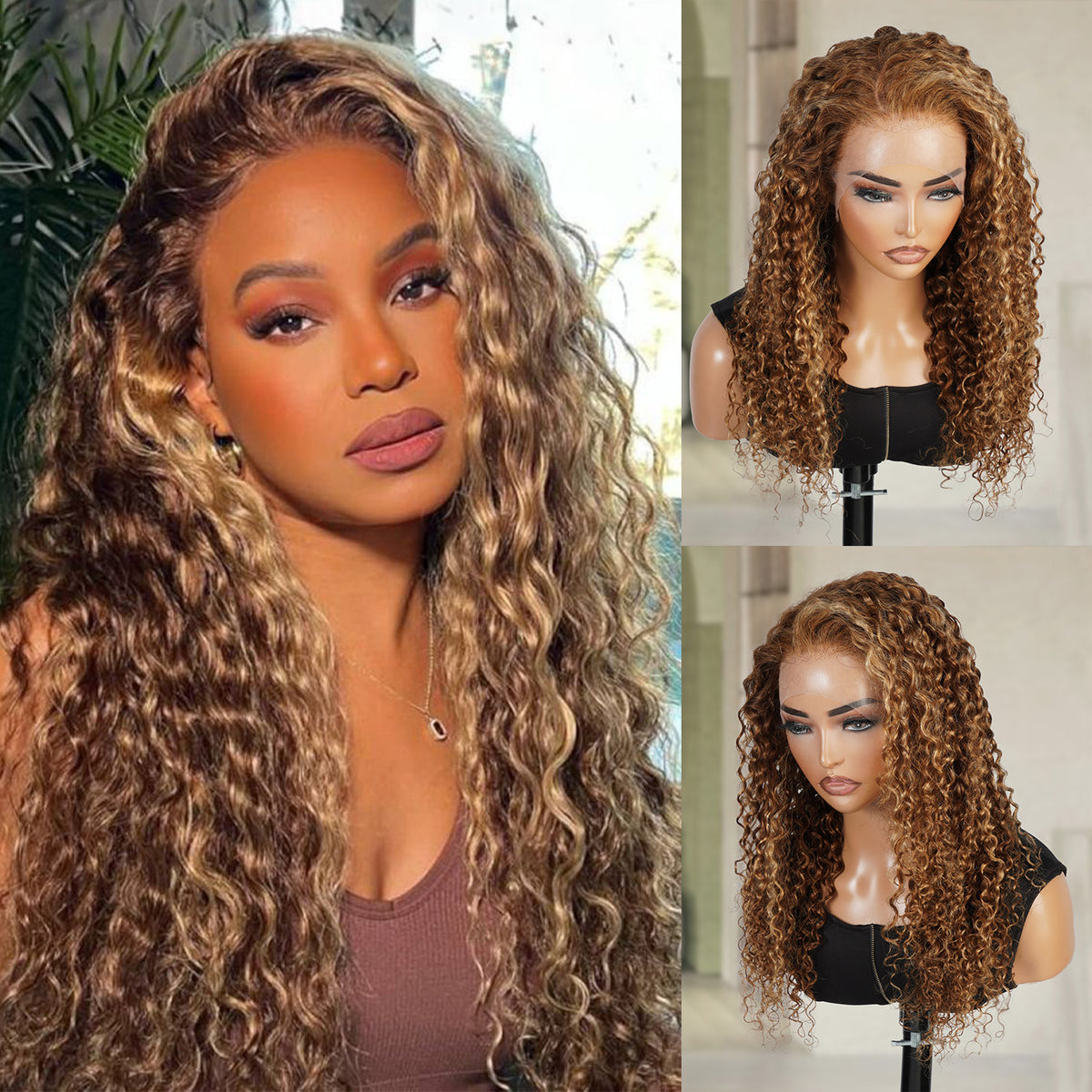 100% Human Hair Glueless 13x4 Lace Front Wig Water Wave TP5/27 24"