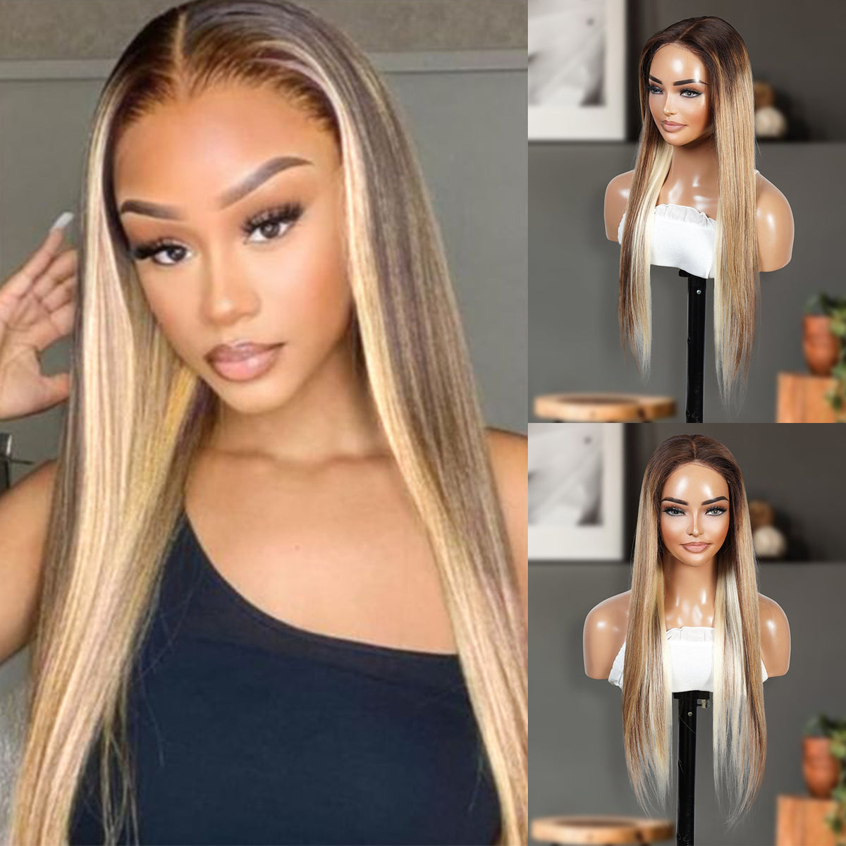 UpScale 100% Human Hair Wear and Go Pre Cut Pre Plucked Glueless 5x5 Closure Wig Straight 22"