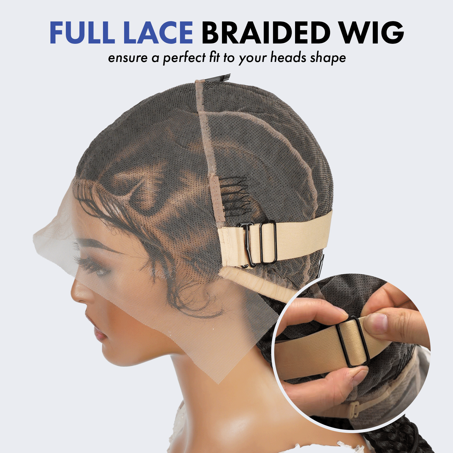 Authentic Glueless Full Lace Braided Wig Jumbo Straight Back Feed-In Braids Crisscross Heart Design 1B 36" BW Unit6