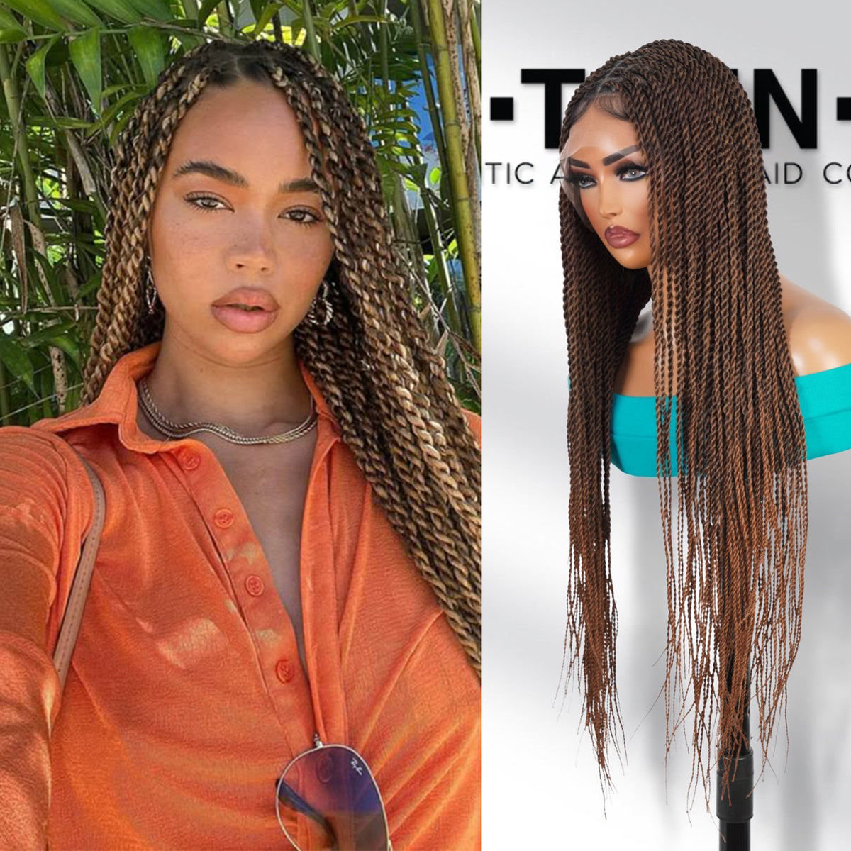 Authentic Glueless Full Lace Braided Wig Medium Knotless Senegalese Twist 1B/30 26" BW Unit2