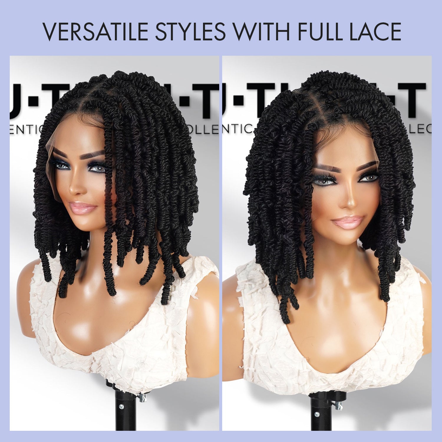 Authentic Glueless Full Lace Braided Wig Passion Spring Twists 1B 12" BW Unit17