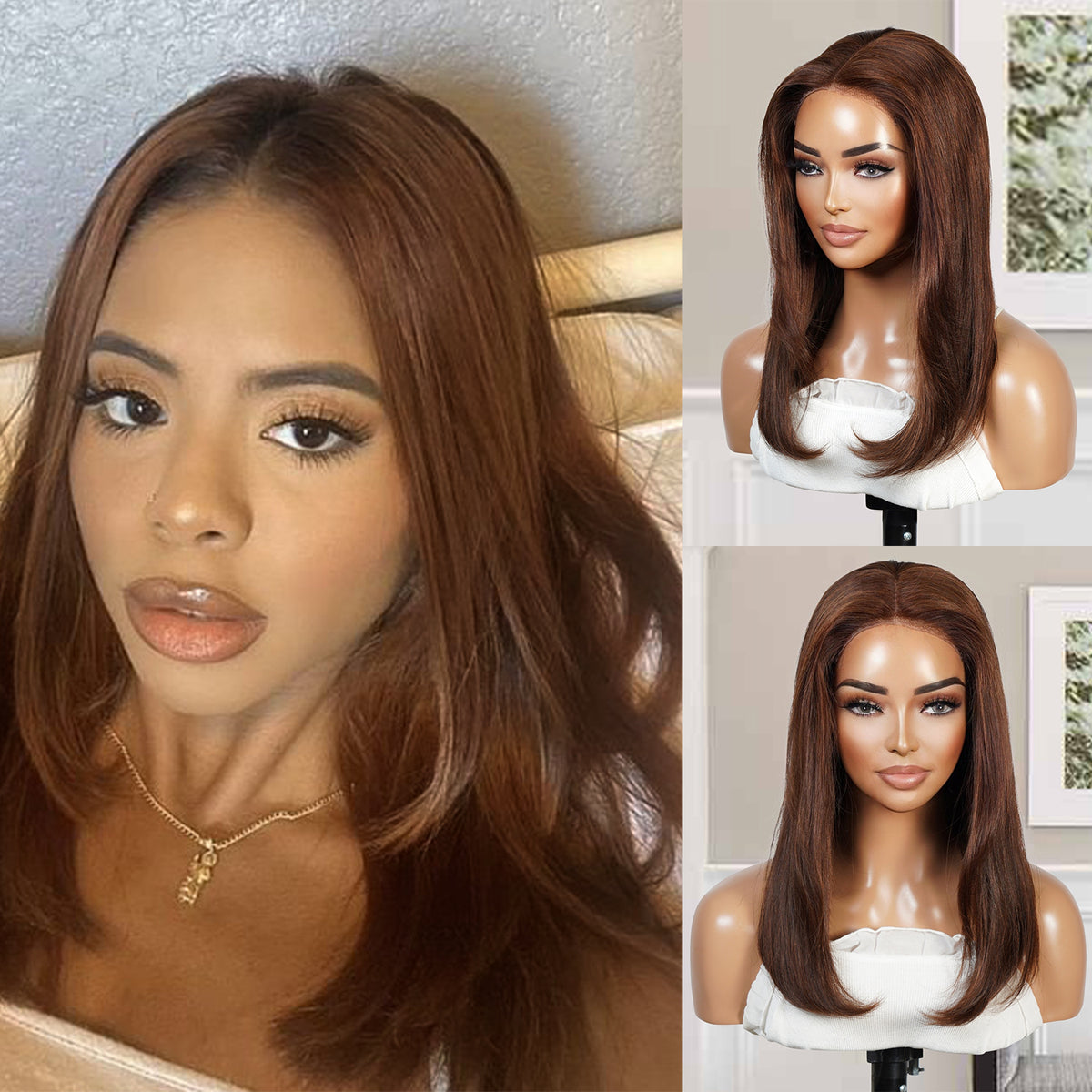 UpScale 100% Human Hair Wear and Go Pre Cut Pre Plucked Glueless 5x5 Closure Wig Layered Cut Straight 16"
