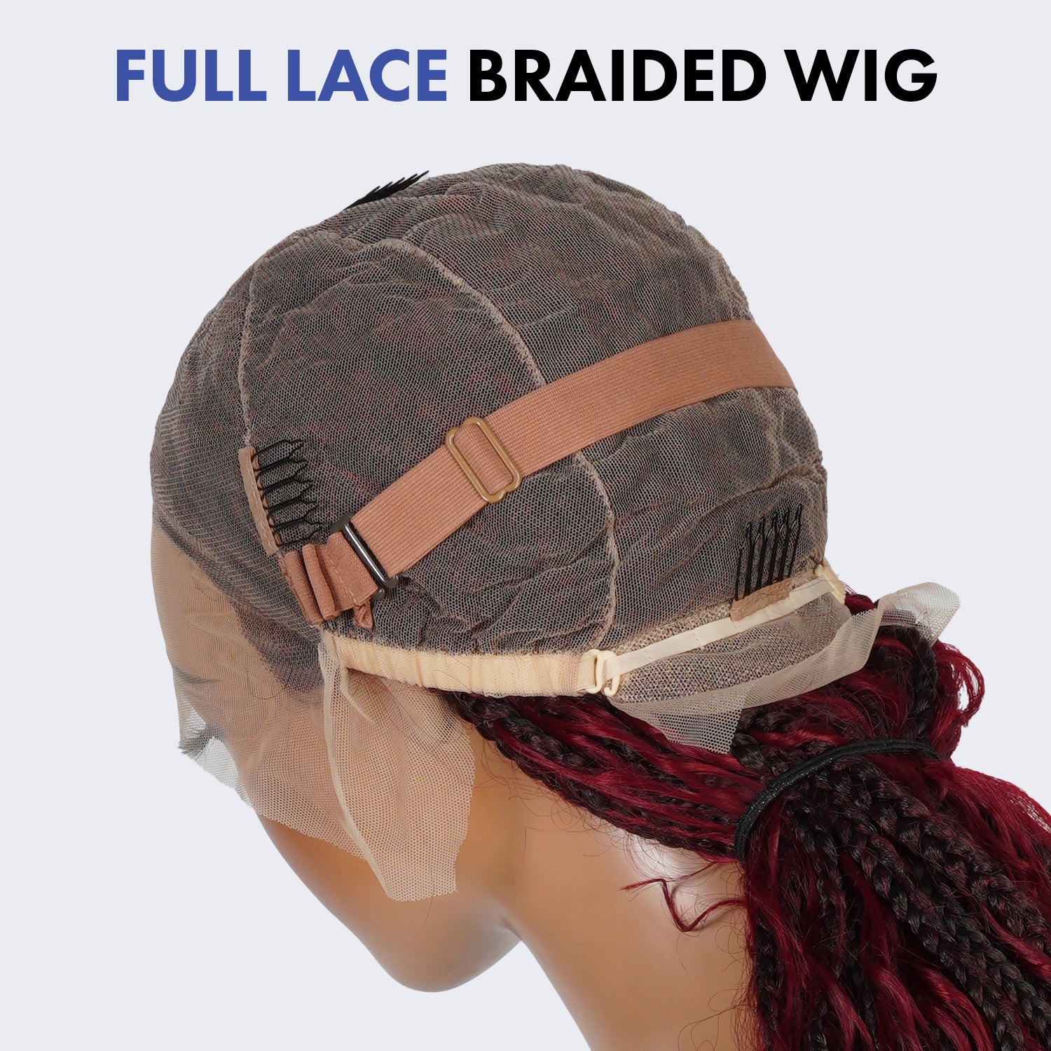 Authentic Glueless Full Lace Braided Wig Medium Knotless Boho Box Braid Deep Twist 1B/27 32" BW Unit3