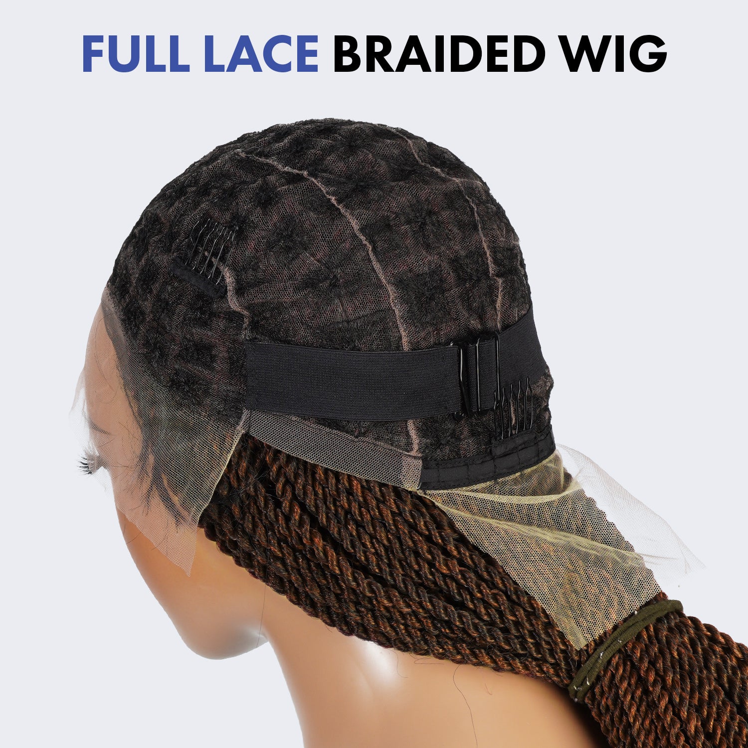 Authentic Glueless Full Lace Braided Wig Medium Knotless Senegalese Twist 1B/27 26" BW Unit2