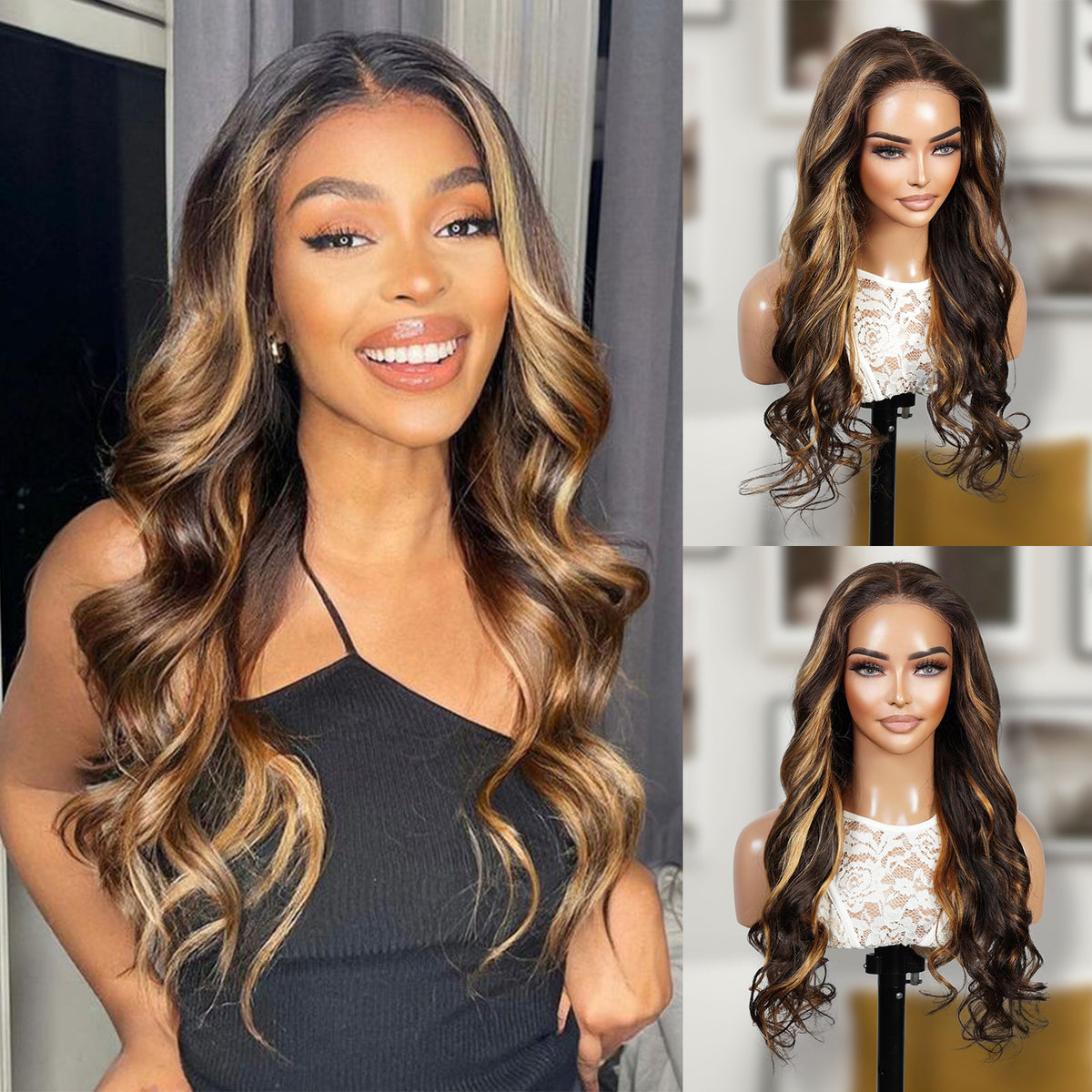 UpScale 100% Human Hair Wear and Go Pre Cut Pre Plucked Glueless 5x5 Closure Wig Bouncy Body Wave 24"