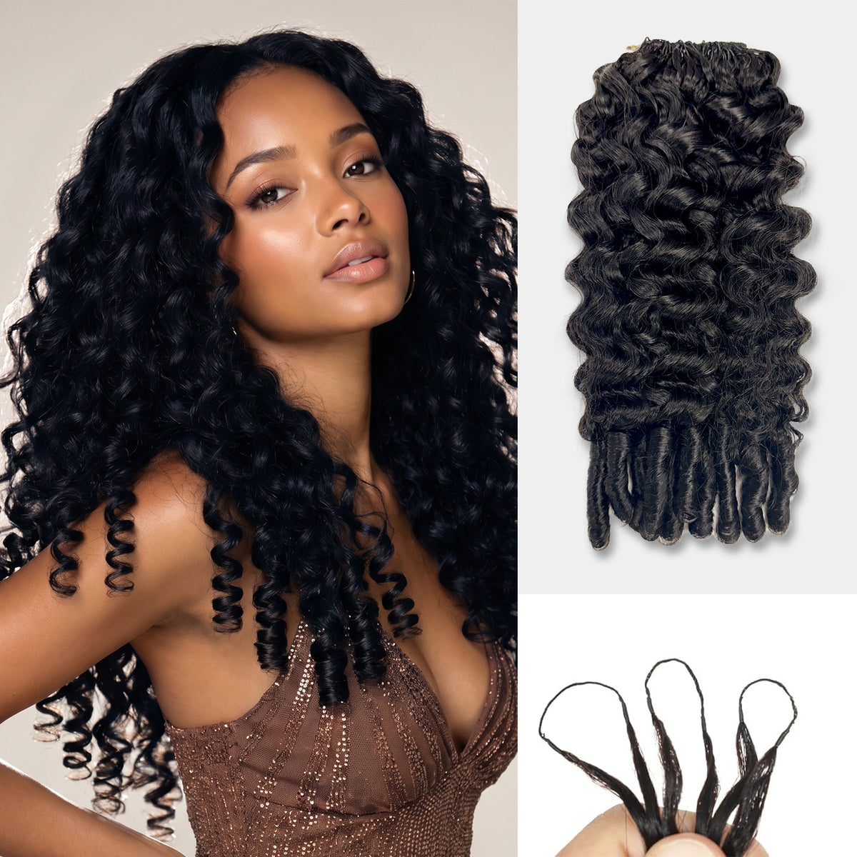 100g VALUE PACK Starlet 100% Human hair Miracle Knots Feather Crochet Braid Burmese Curl 16"
