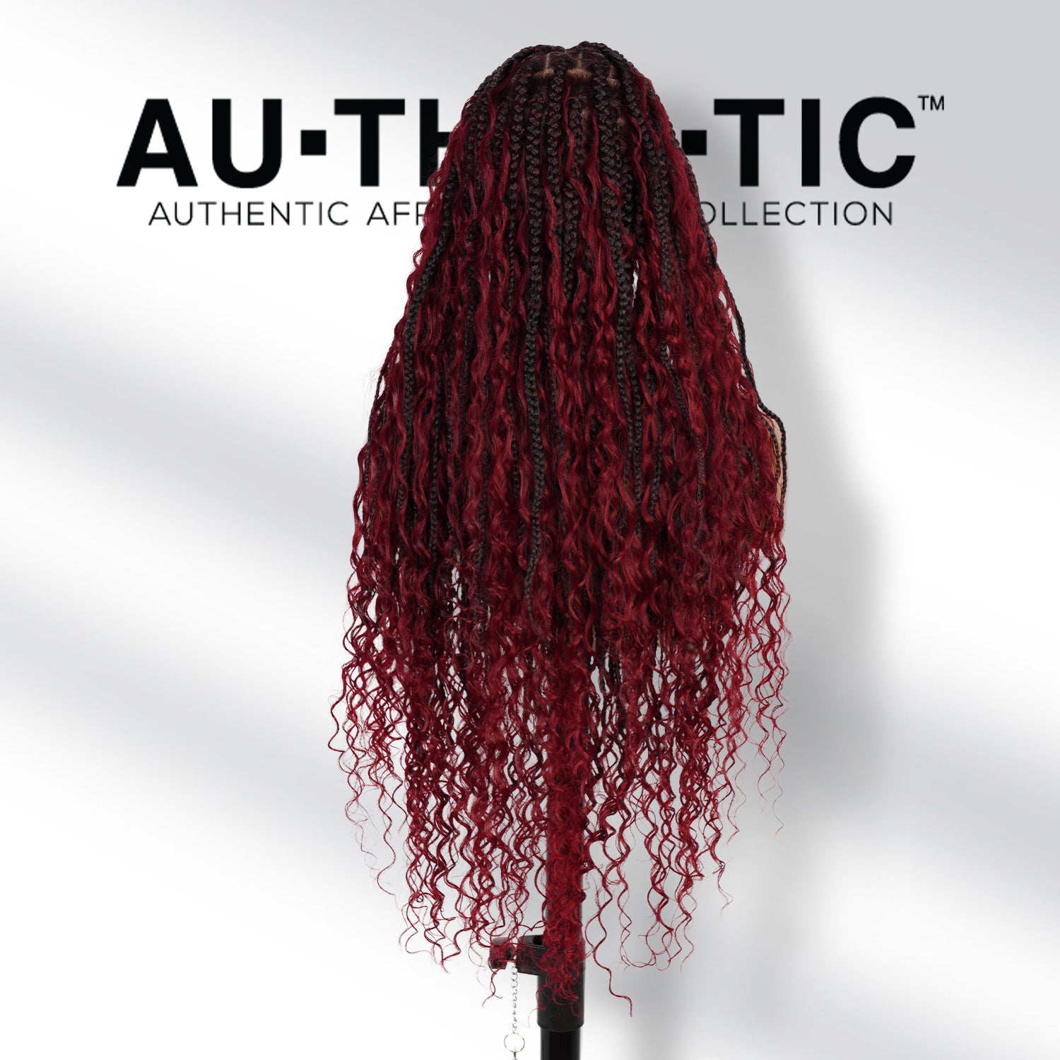 Authentic Glueless Full Lace Braided Wig Medium Knotless Boho Box Braid Deep Twist 1B/BUG 32" BW Unit3