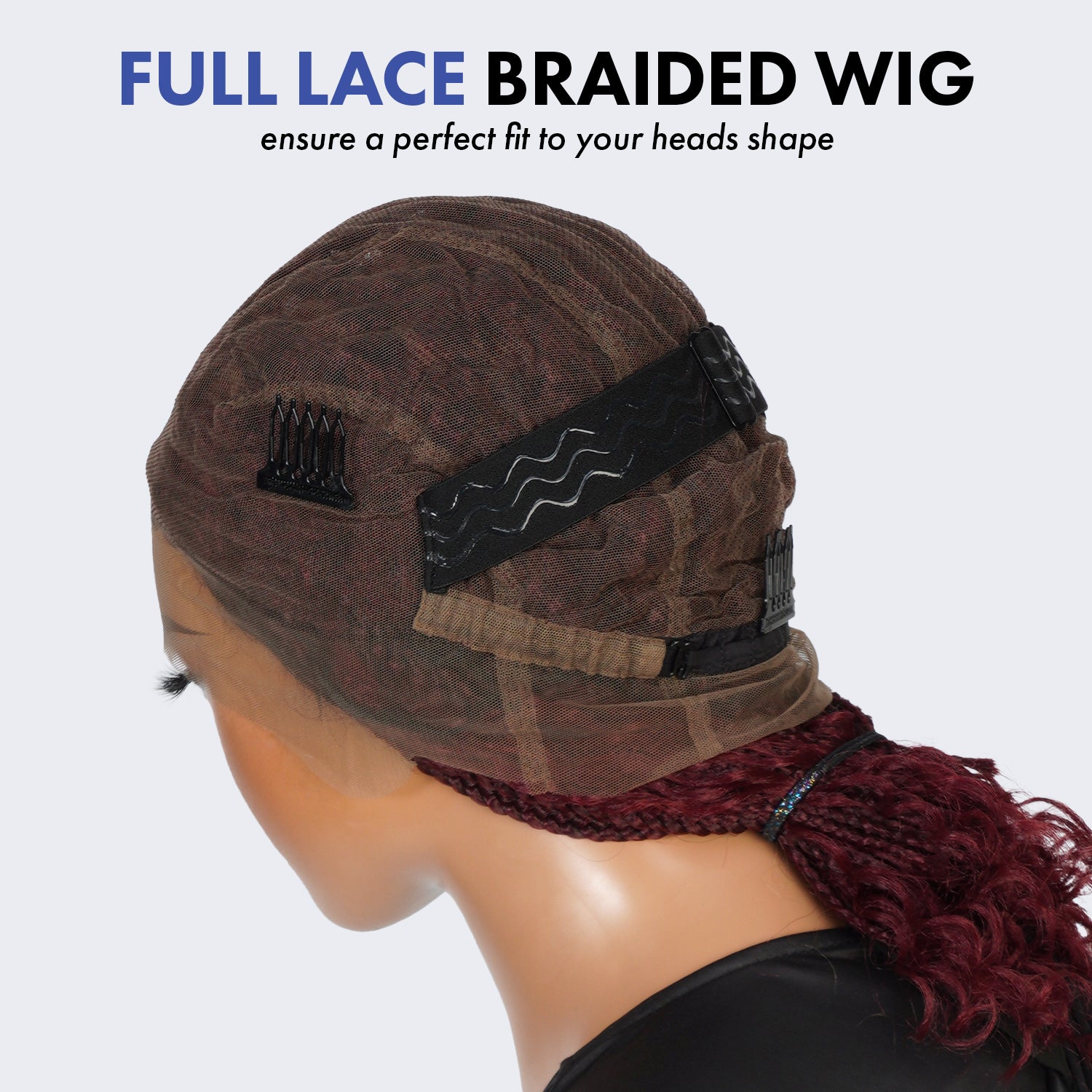 Authentic Glueless Full Lace Braided Wig Medium Knotless Boho Box Braid Deep Bulk Bob 1B/BUG 12" BW Unit5