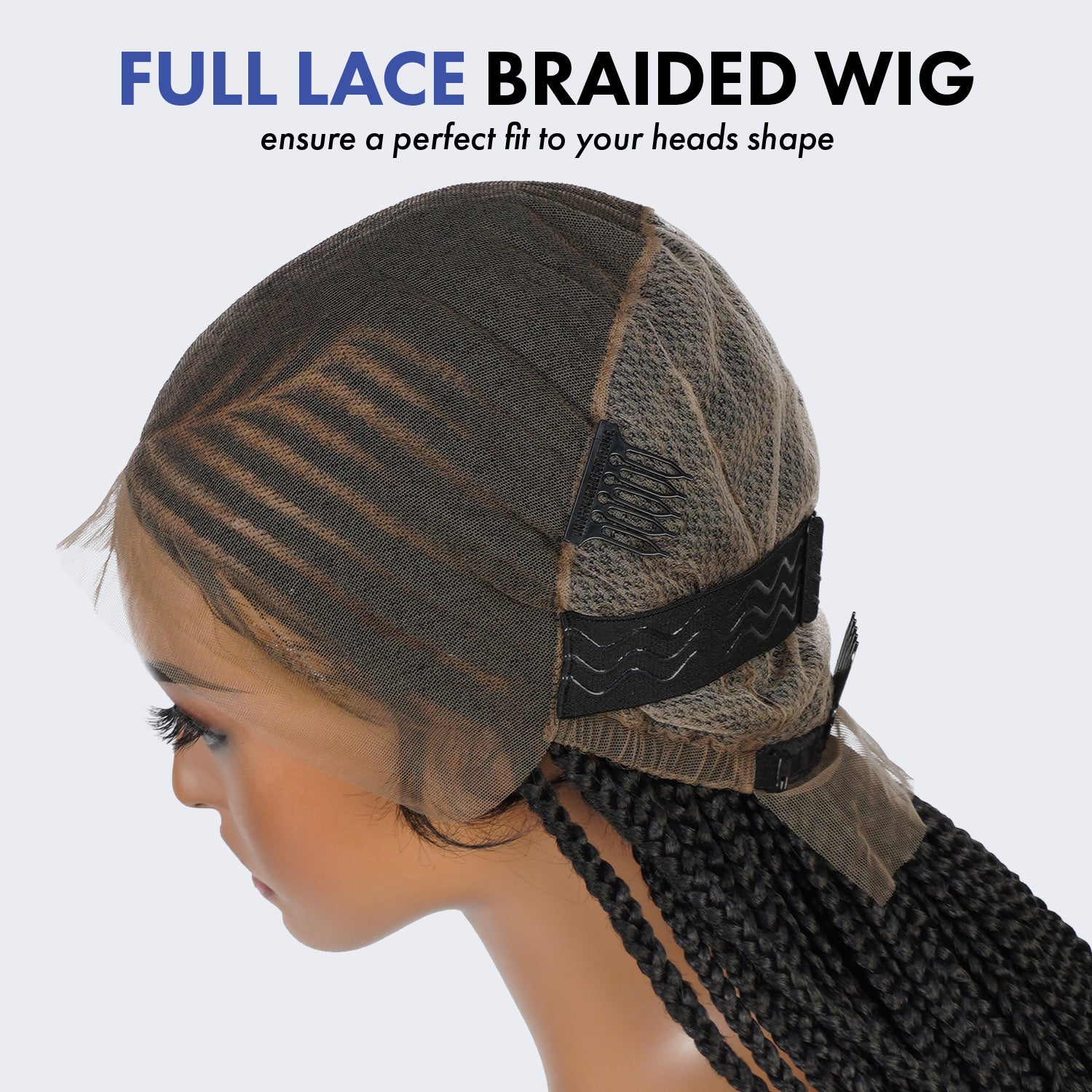 Authentic Glueless Full Lace Braided Wig Medium Fulani Crisscross Feed-In Braids 1B 36" BW Unit10