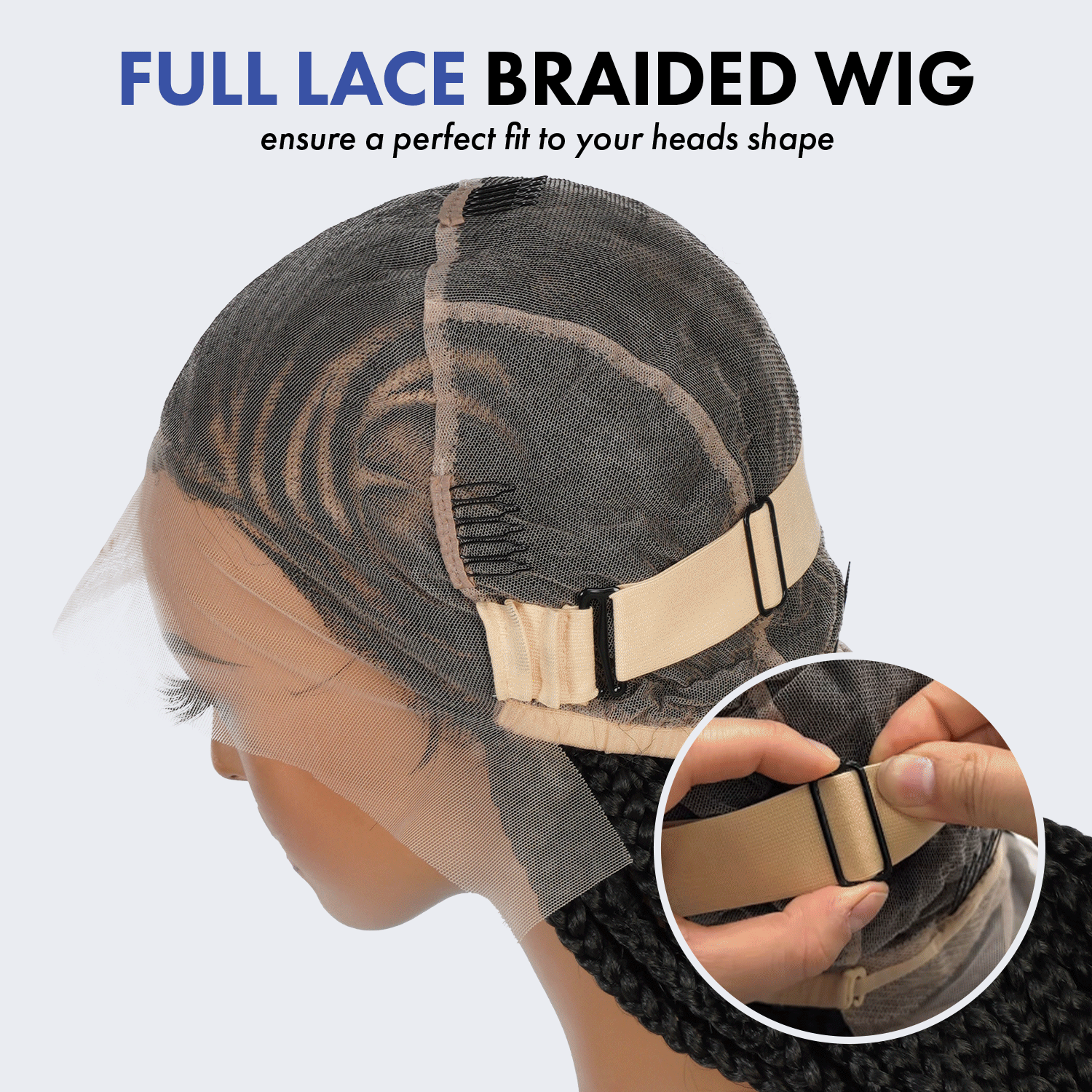 Authentic Glueless Full Lace Braided Wig Large Side Part Feed-In Braids Heart Design 1B 36" BW Unit12