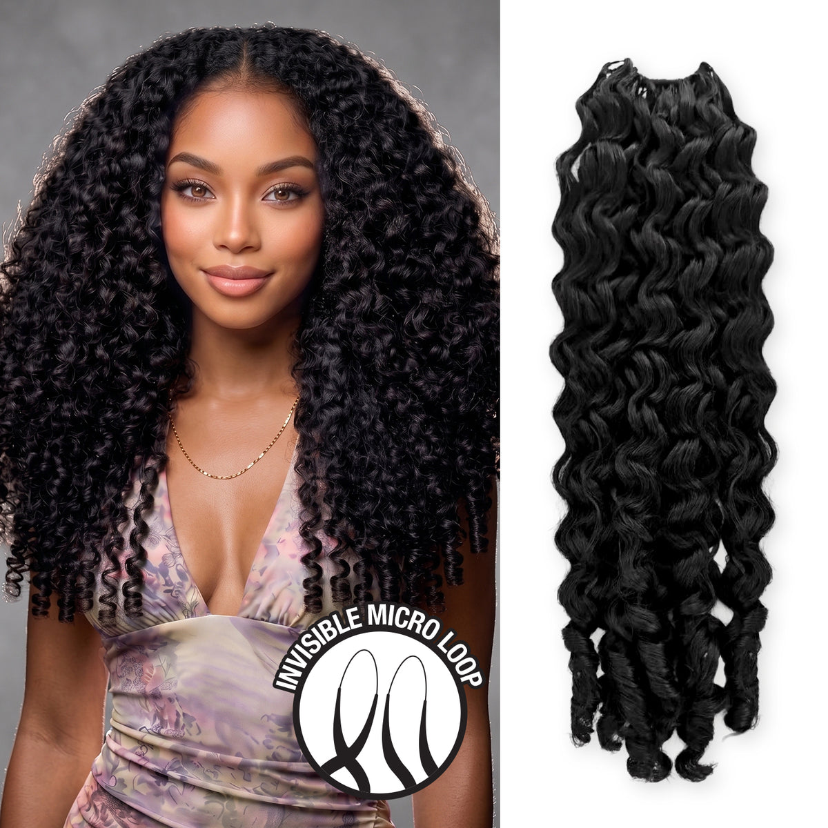 Uniq 100% Human hair Seamless Pre-Separated Feather Crochet Burmese Curl (14"-18") (60g)