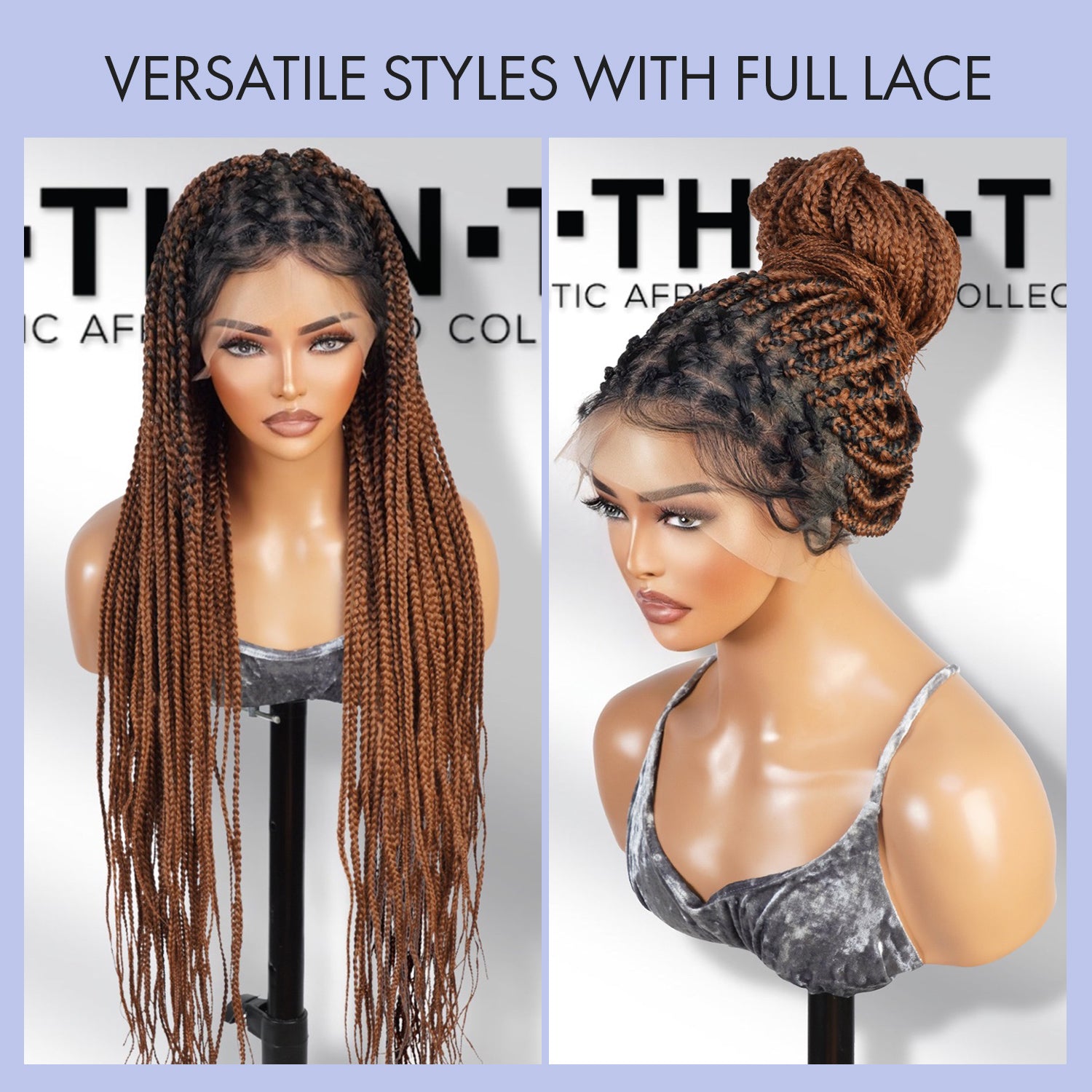Authentic Glueless Full Lace Braided Wig Large Crisscross Frontal Knotless Box Braid 1B/30 36" BW Unit1