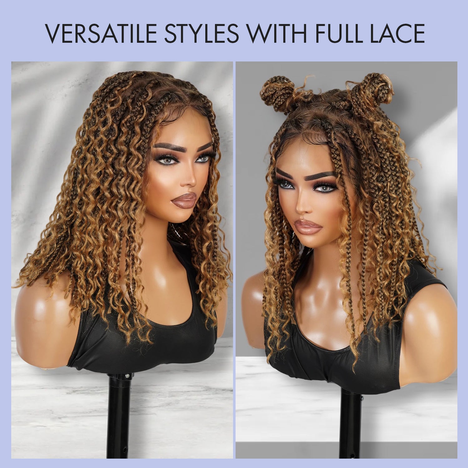 Authentic Glueless Full Lace Braided Wig Medium Knotless Boho Box Braid Deep Bulk Bob 1B/27 12" BW Unit5