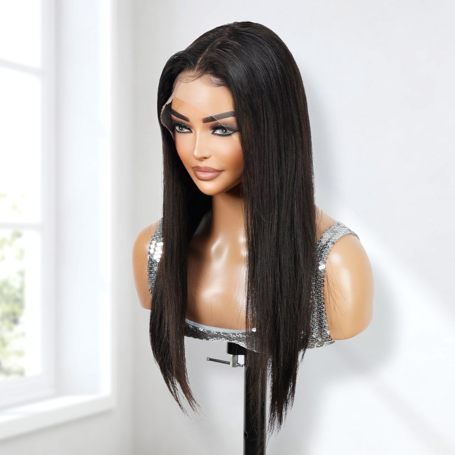 Upscale 100% Human Hair Full Lace Wig Straight 18"