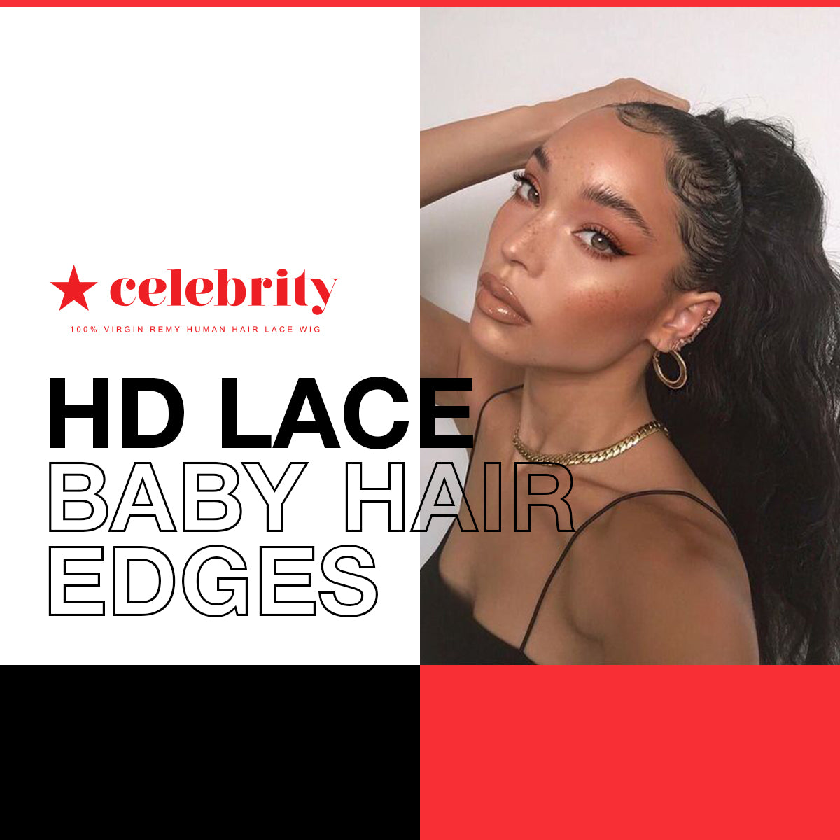 Celebrity 100% Human Hair HD Lace Reusable Fake Baby Hair Edge 2pcs Kinky C-Shape